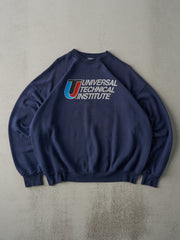 Vintage 90s Navy Blue Universal Technical Institute Boxy Crewneck (L)