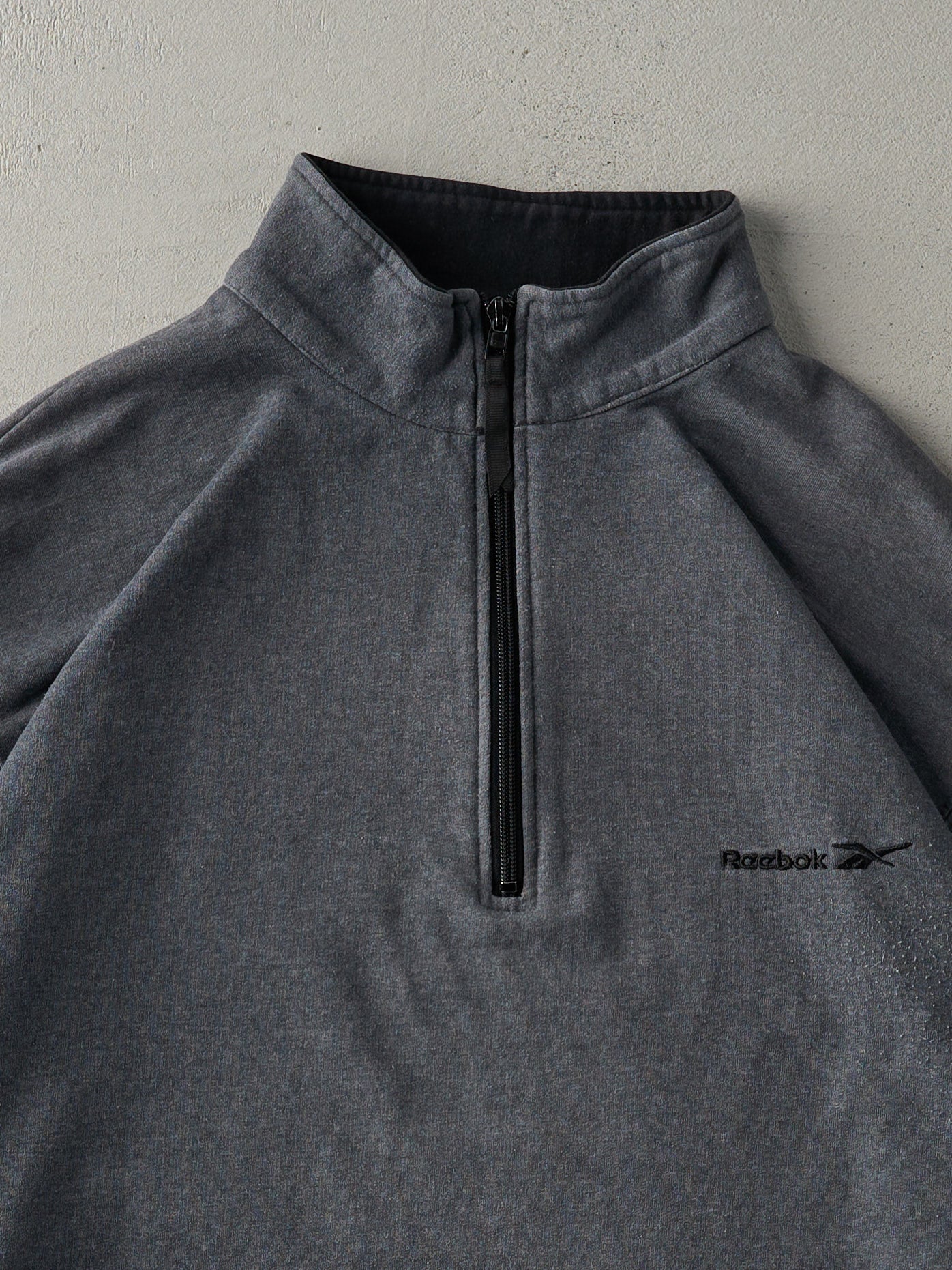 Vintage 90s Charcoal Grey Reebok Quarter Zip Crewneck (L)