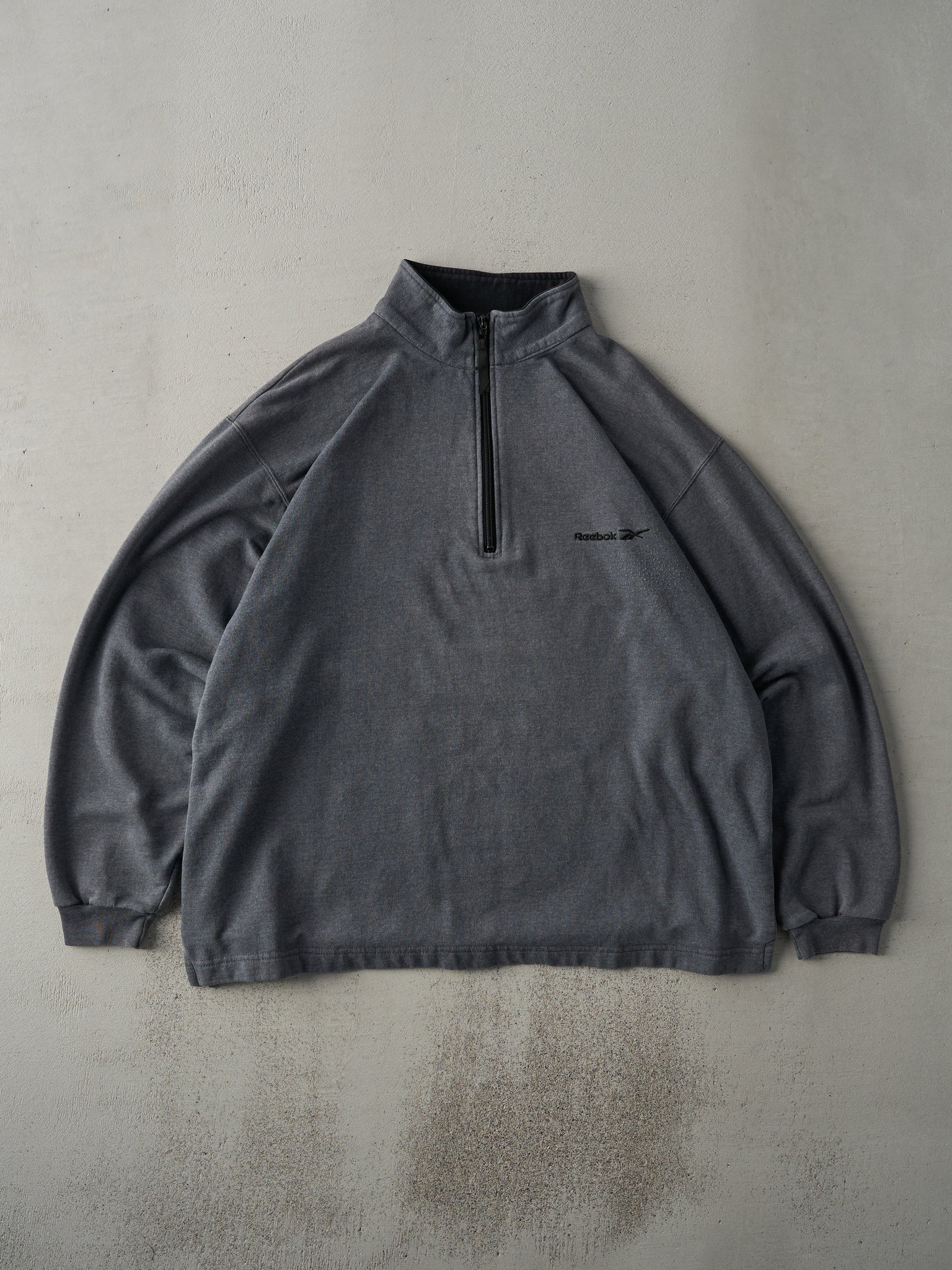 Vintage 90s Charcoal Grey Reebok Quarter Zip Crewneck (L)