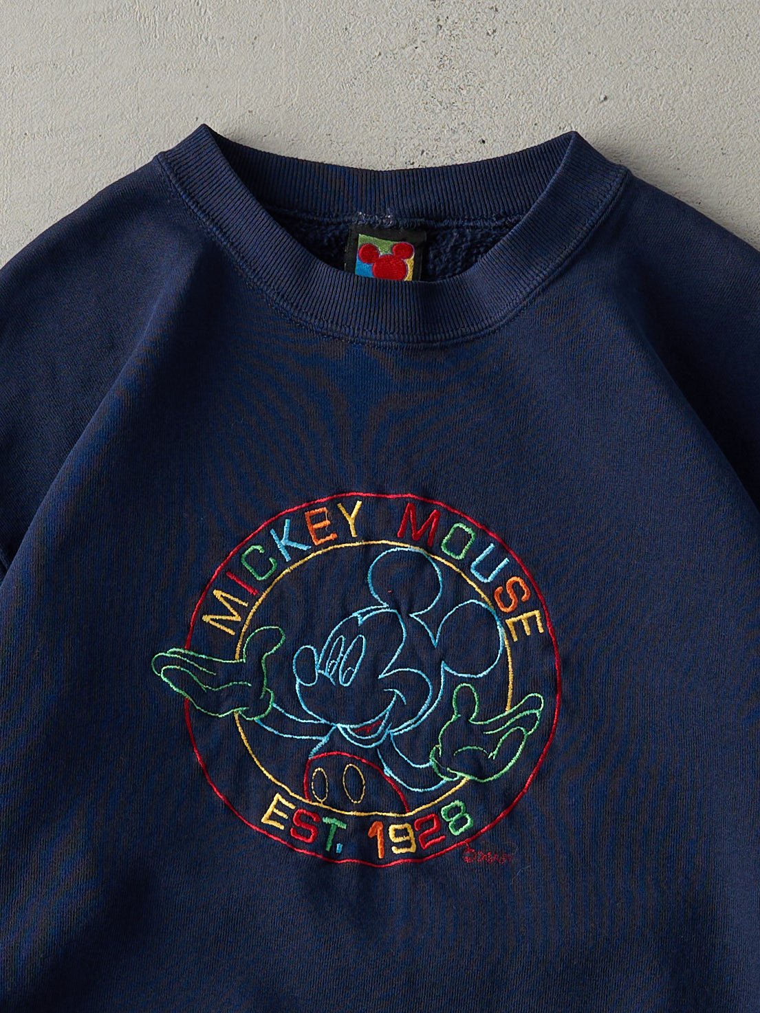 Vintage 90s Navy Blue Mickey Mouse Embroidered Crewneck (S)