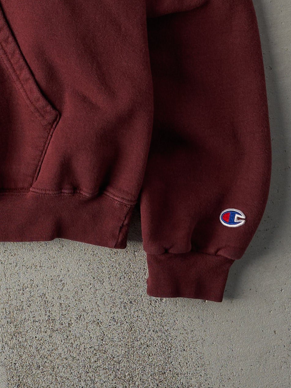 Vintage Y2K Burgundy Champions Blank Logo Hoodie (M)