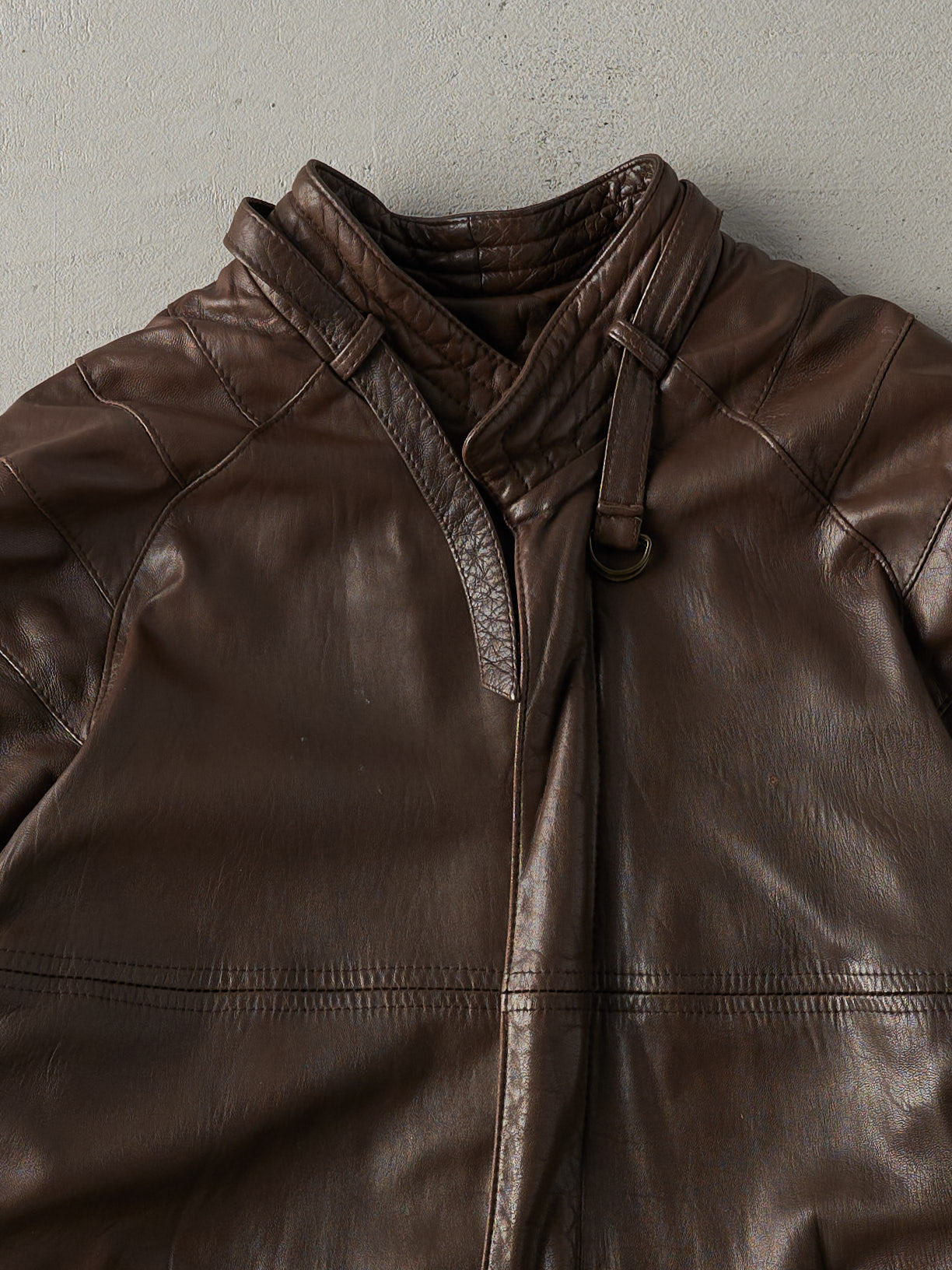 Vintage 90s Chocolate Brown Leather Jacket (XS)