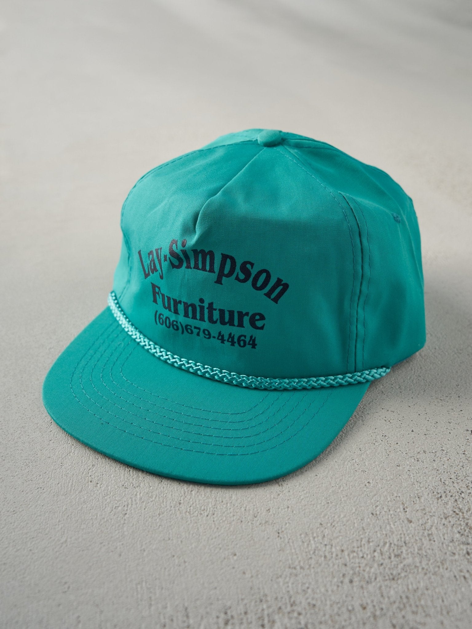 Vintage 80s Teal Lay Simpson Furniture Zipback Hat