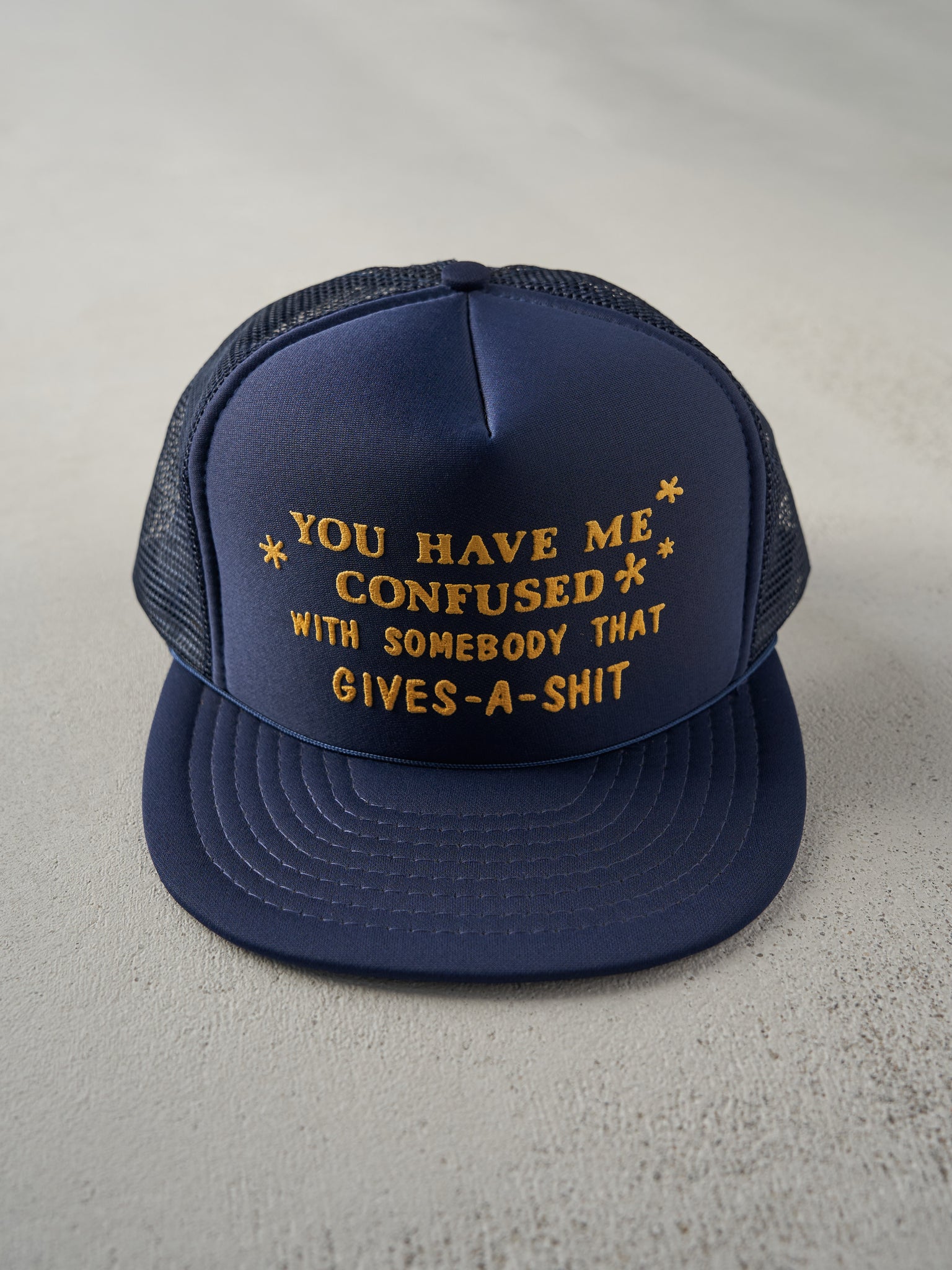 Vintage 90s Navy "You Have Me Confused" Foam Trucker Hat