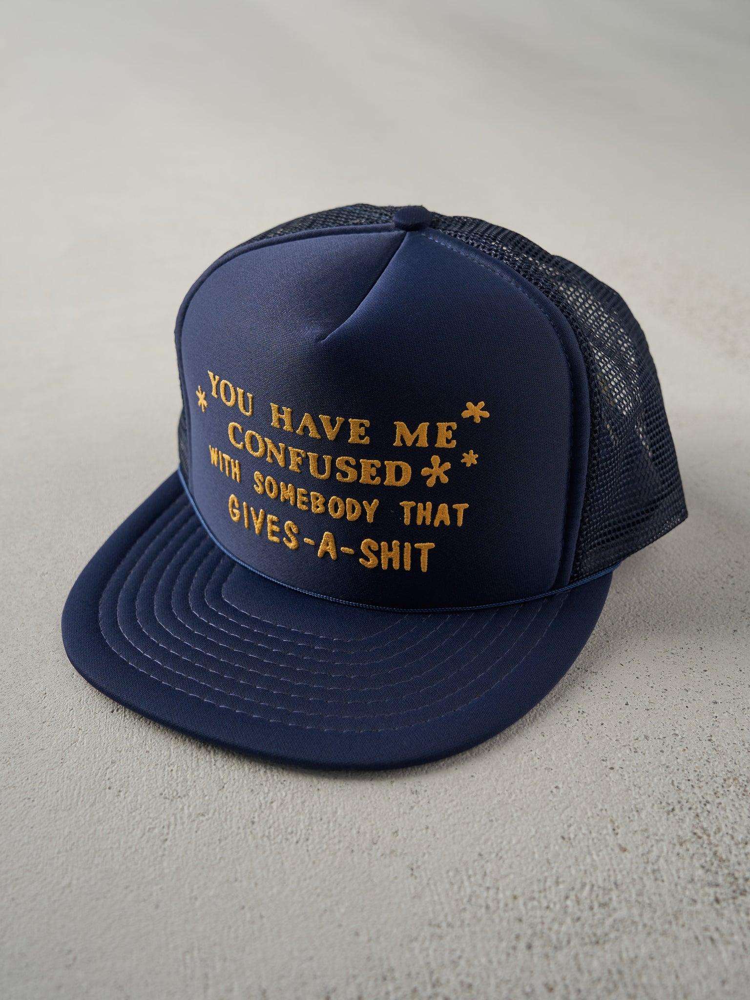 Vintage 90s Navy "You Have Me Confused" Foam Trucker Hat