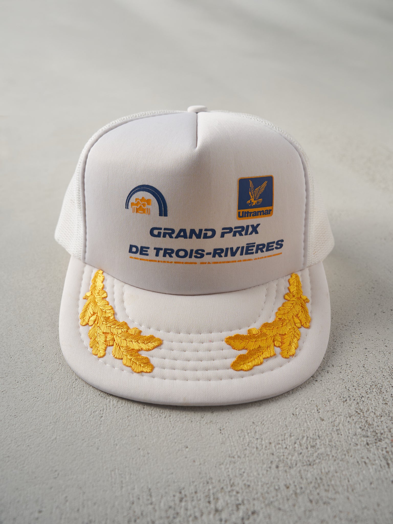 Vintage 80s White Grand Prix De Trois Rivieres Embroidered Foam Trucker Hat