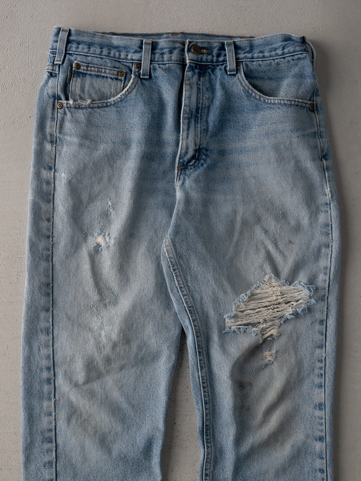 Vintage 90s Light Blue Rugged Carhartt Denim Jeans (32 x 30)