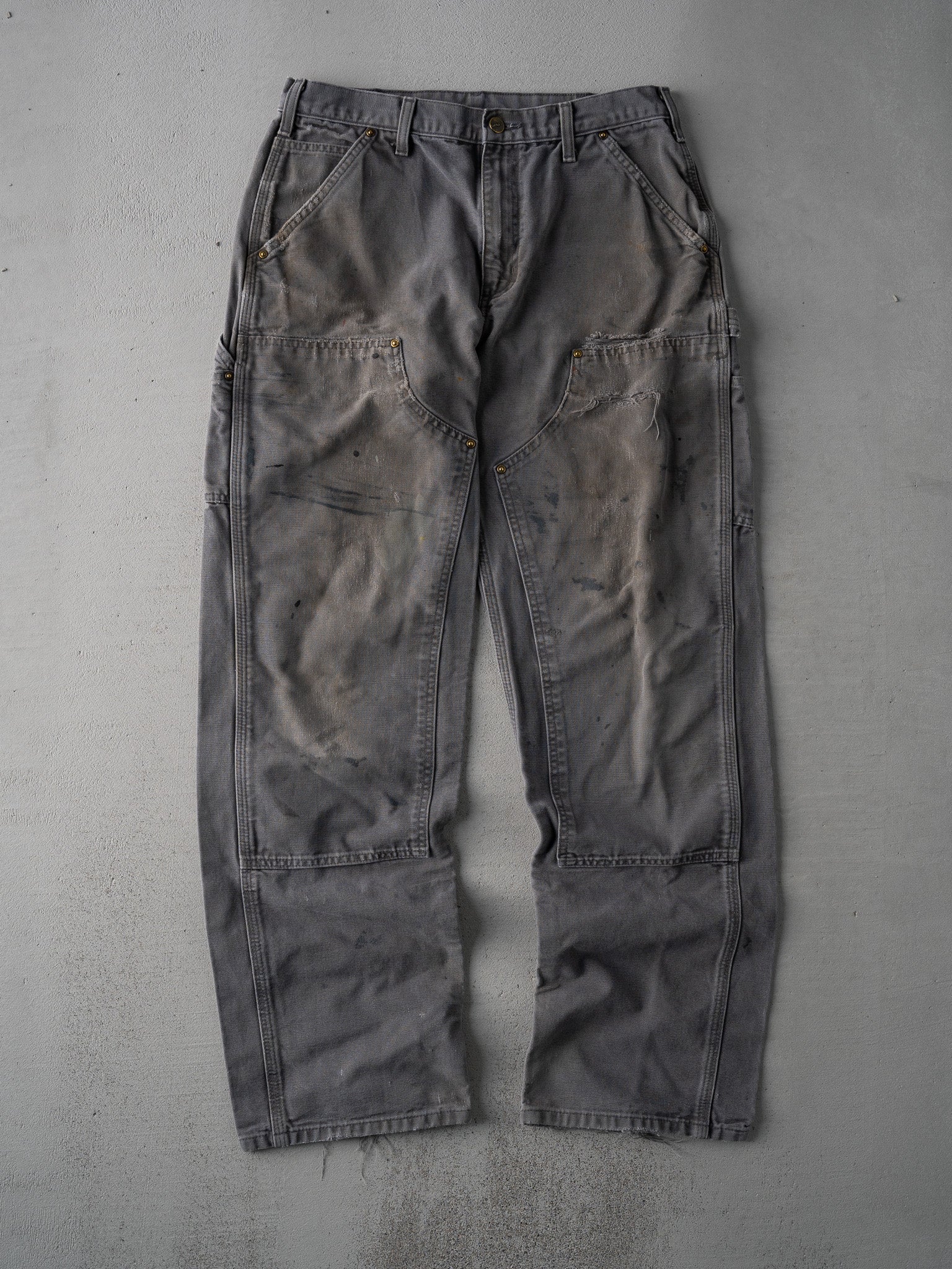 Vintage Grey Rugged Carhartt Double Knee Pants (32 x 32)