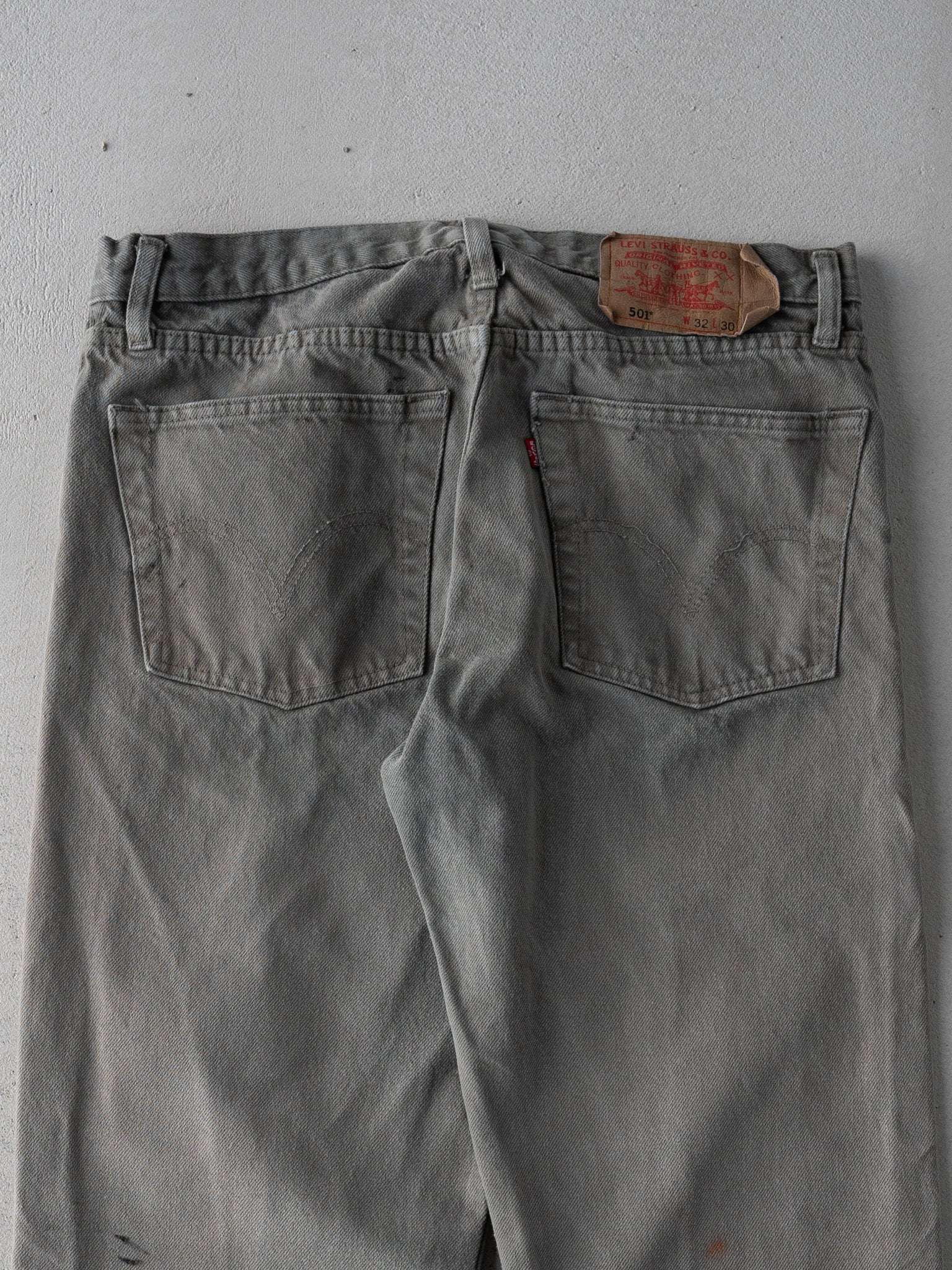 Vintage 90s Washed Grey 501 Paint Stained Denim Jeans (32 x 30)