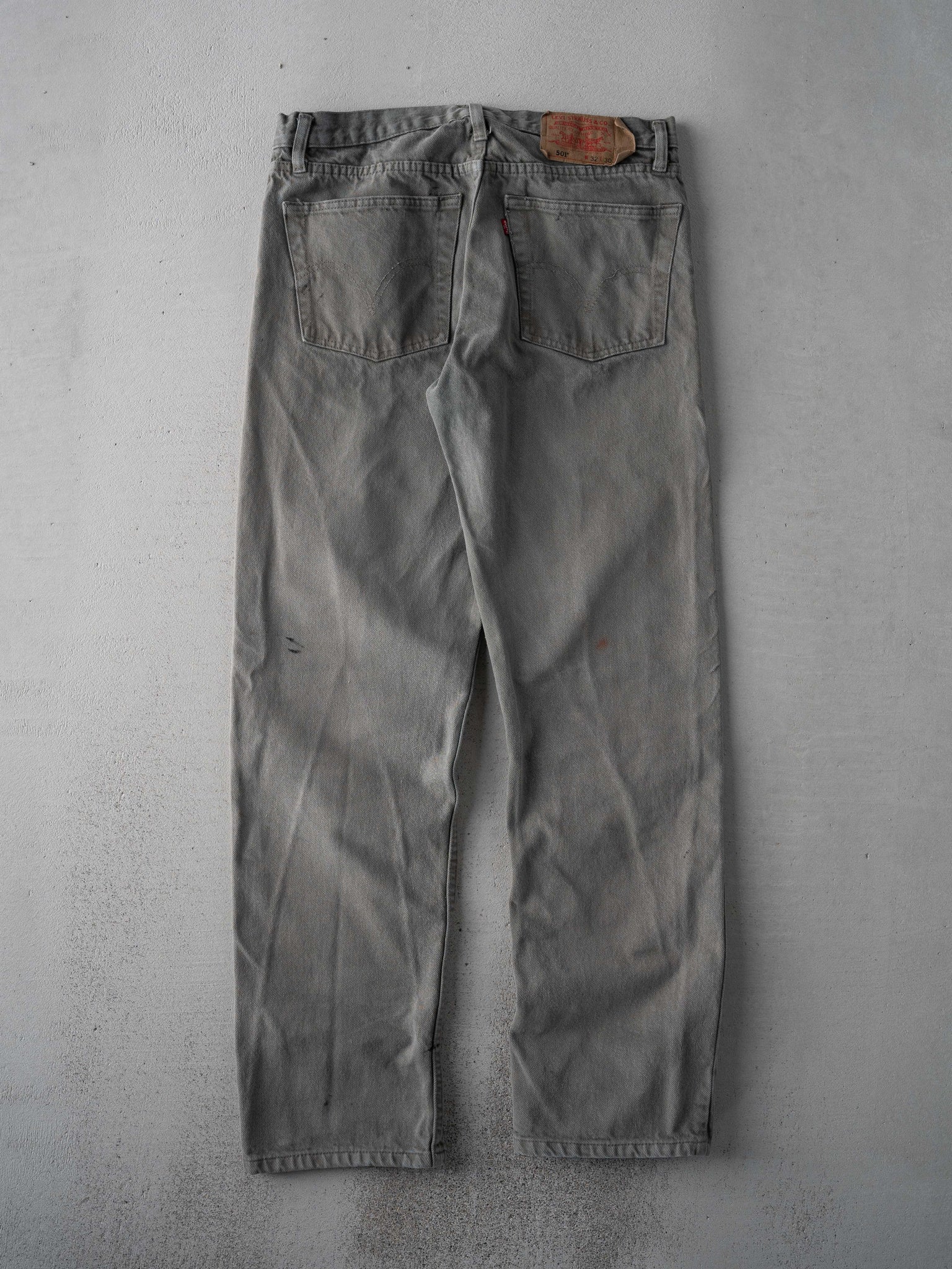 Vintage 90s Washed Grey 501 Paint Stained Denim Jeans (32 x 30)