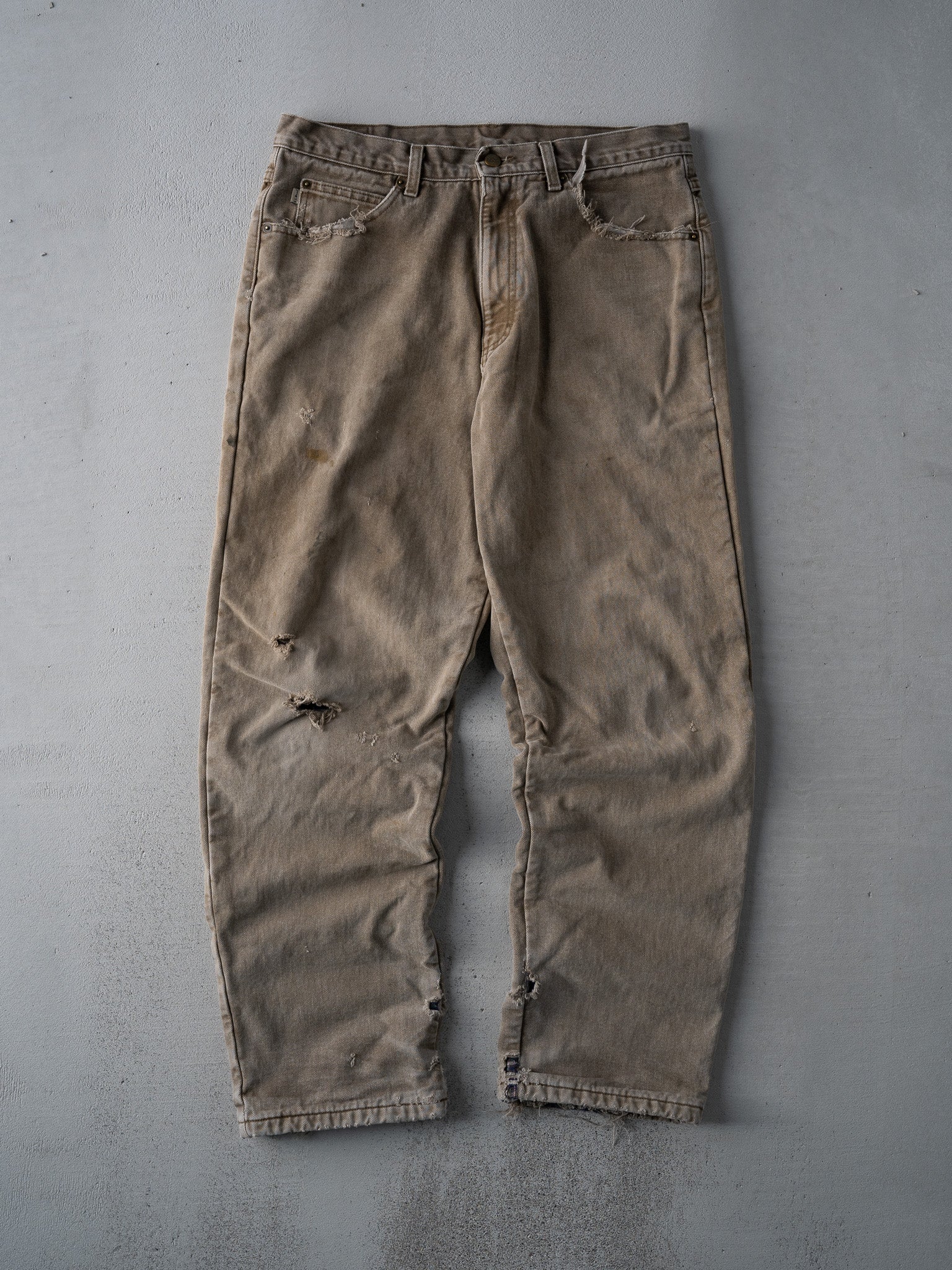 Vintage 90s Washed Brown LL Bean Lined Jeans (34 x  30)