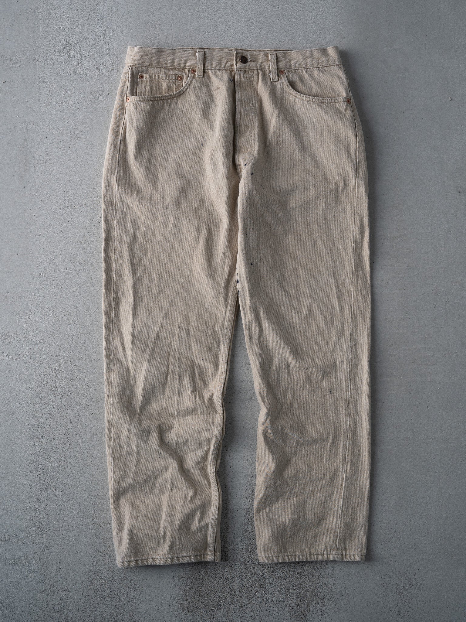 Vintage 90s Beige 501 Levi Denim Jeans (33 x 30)