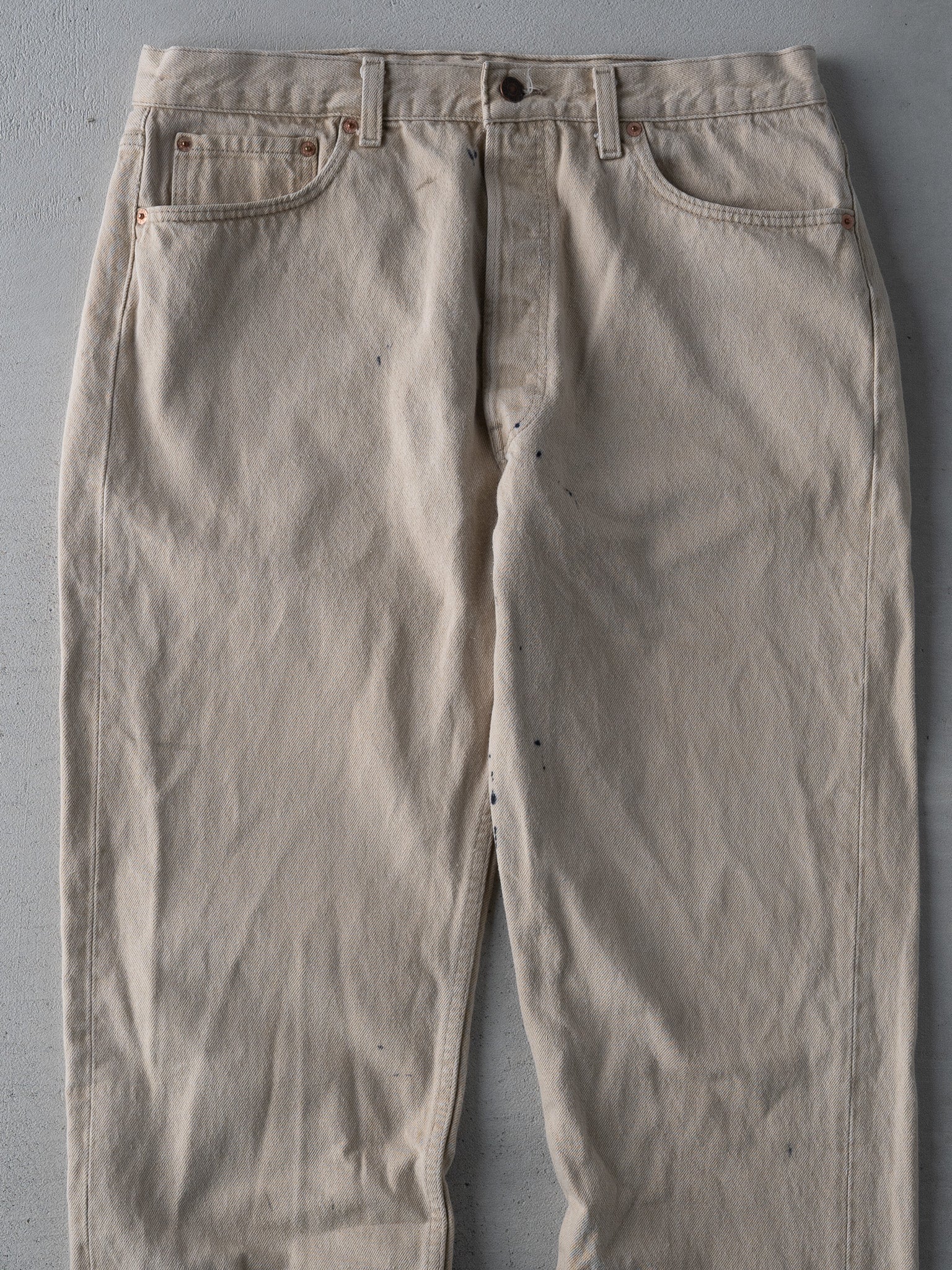 Vintage 90s Beige 501 Levi Denim Jeans (33 x 30)