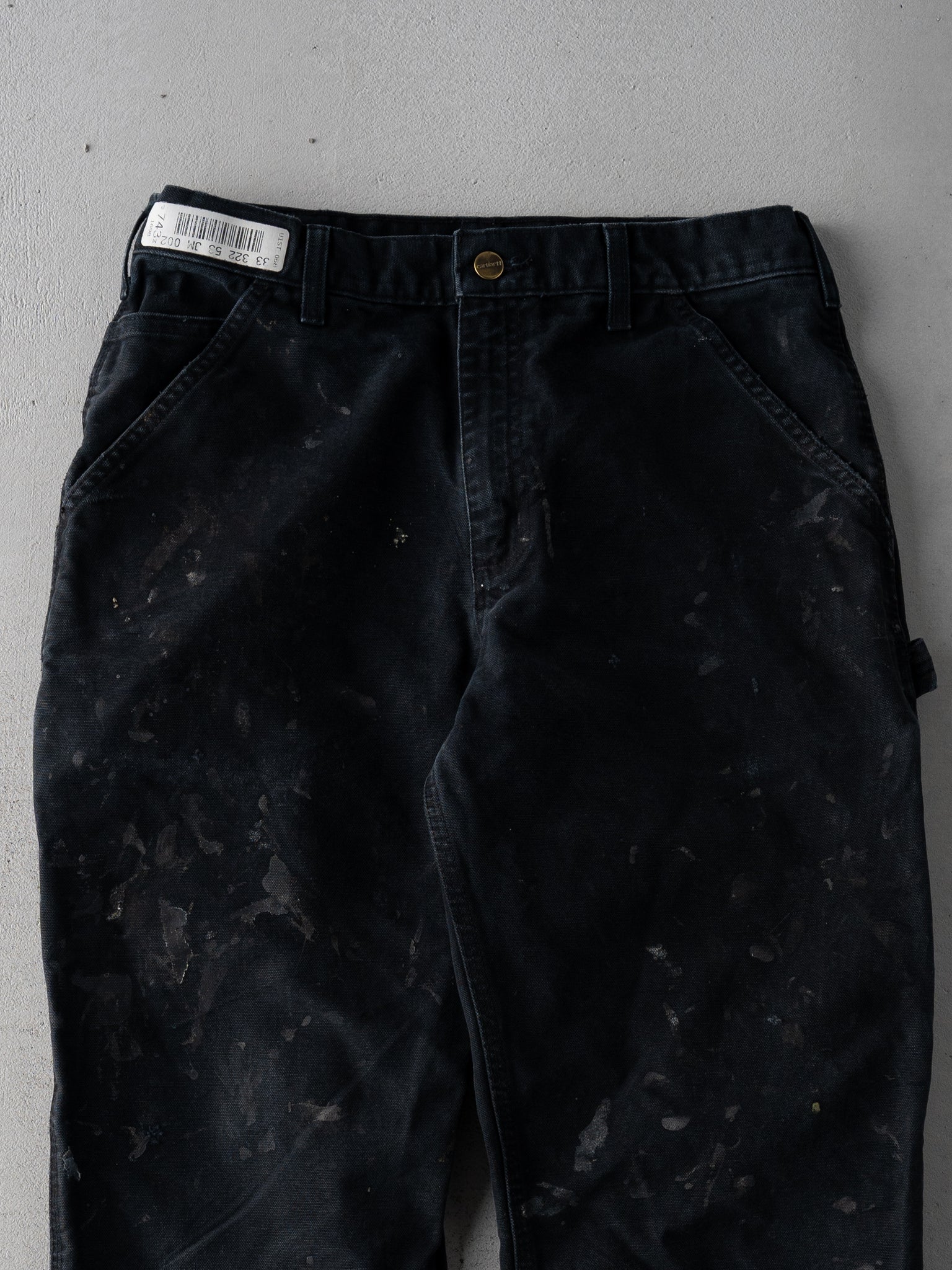 Vintage Y2K Black Paint Stained Carhartt Carpenter Pants (31 x 29)