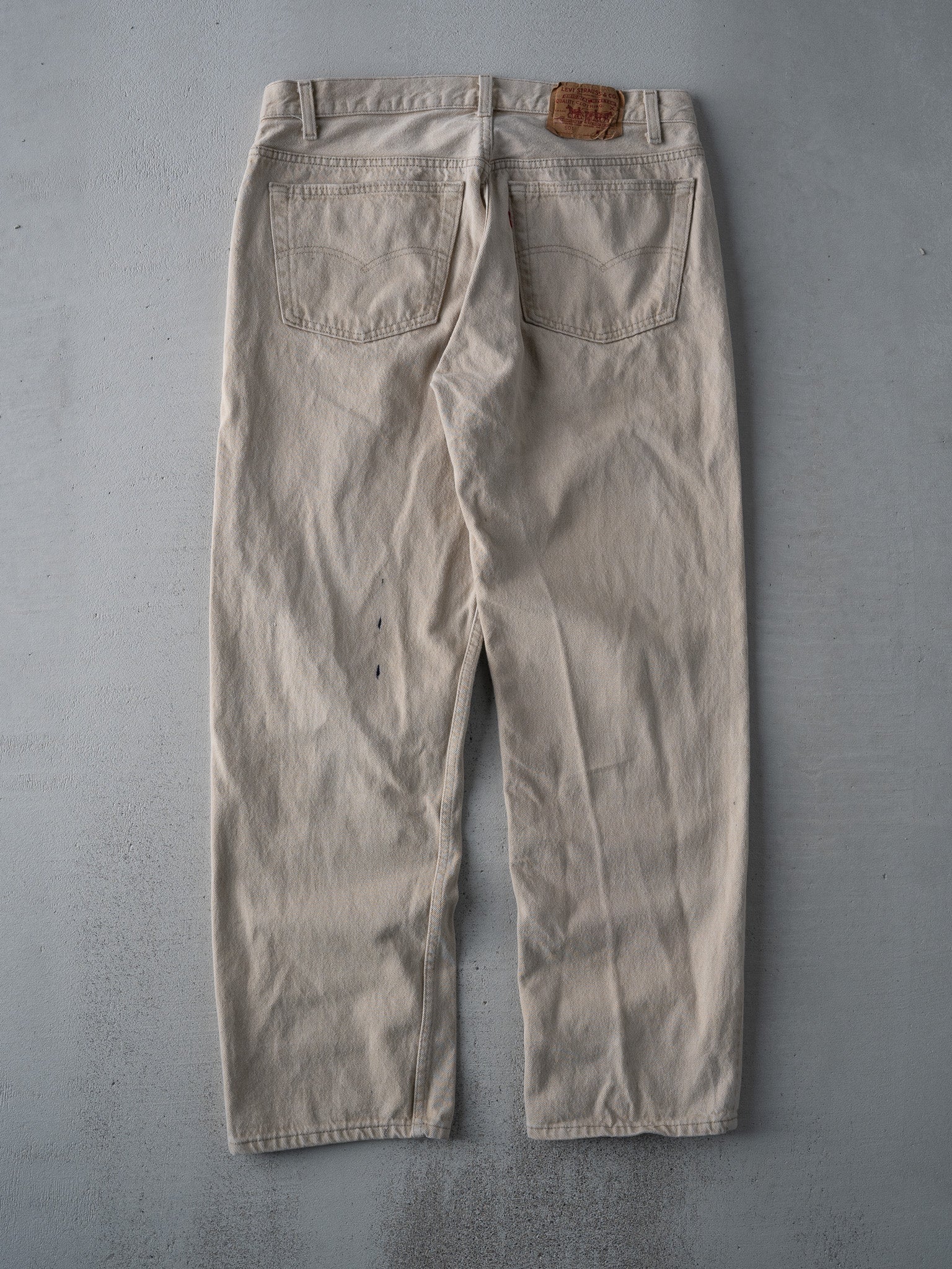 Vintage 90s Beige 501 Levi Denim Jeans (33 x 30)