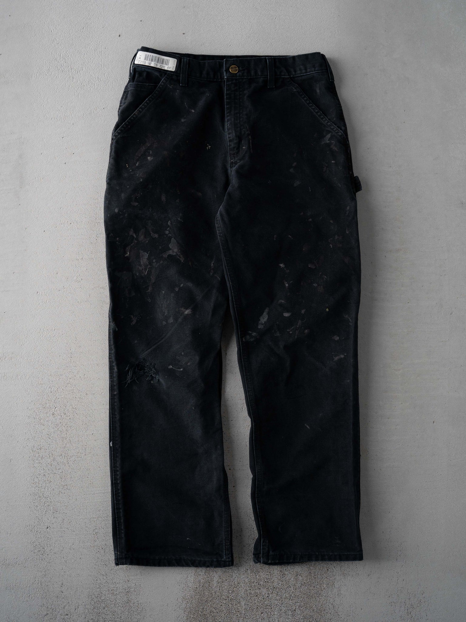 Vintage Y2K Black Paint Stained Carhartt Carpenter Pants (31 x 29)