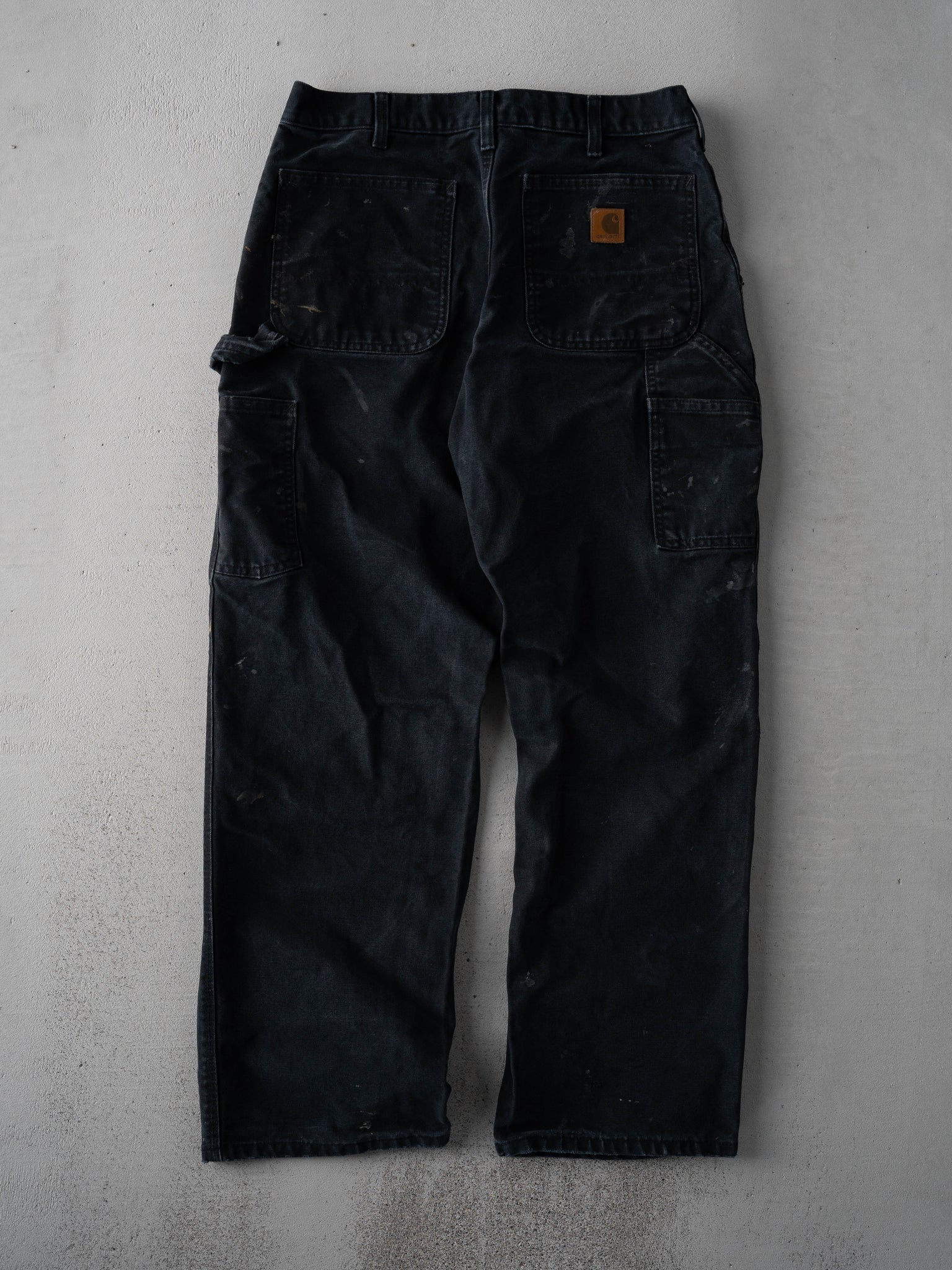 Vintage Y2K Black Paint Stained Carhartt Carpenter Pants (31 x 29)