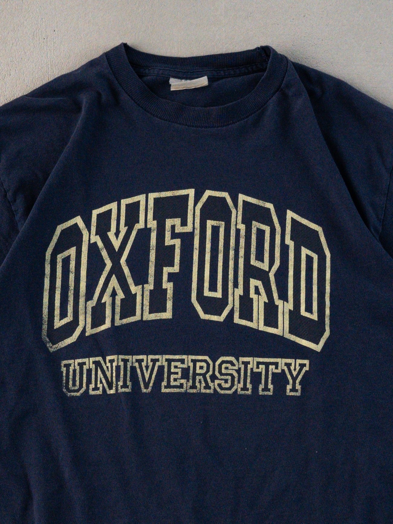 Vintage 90s Blue Oxford University Boxy Tee (XS)