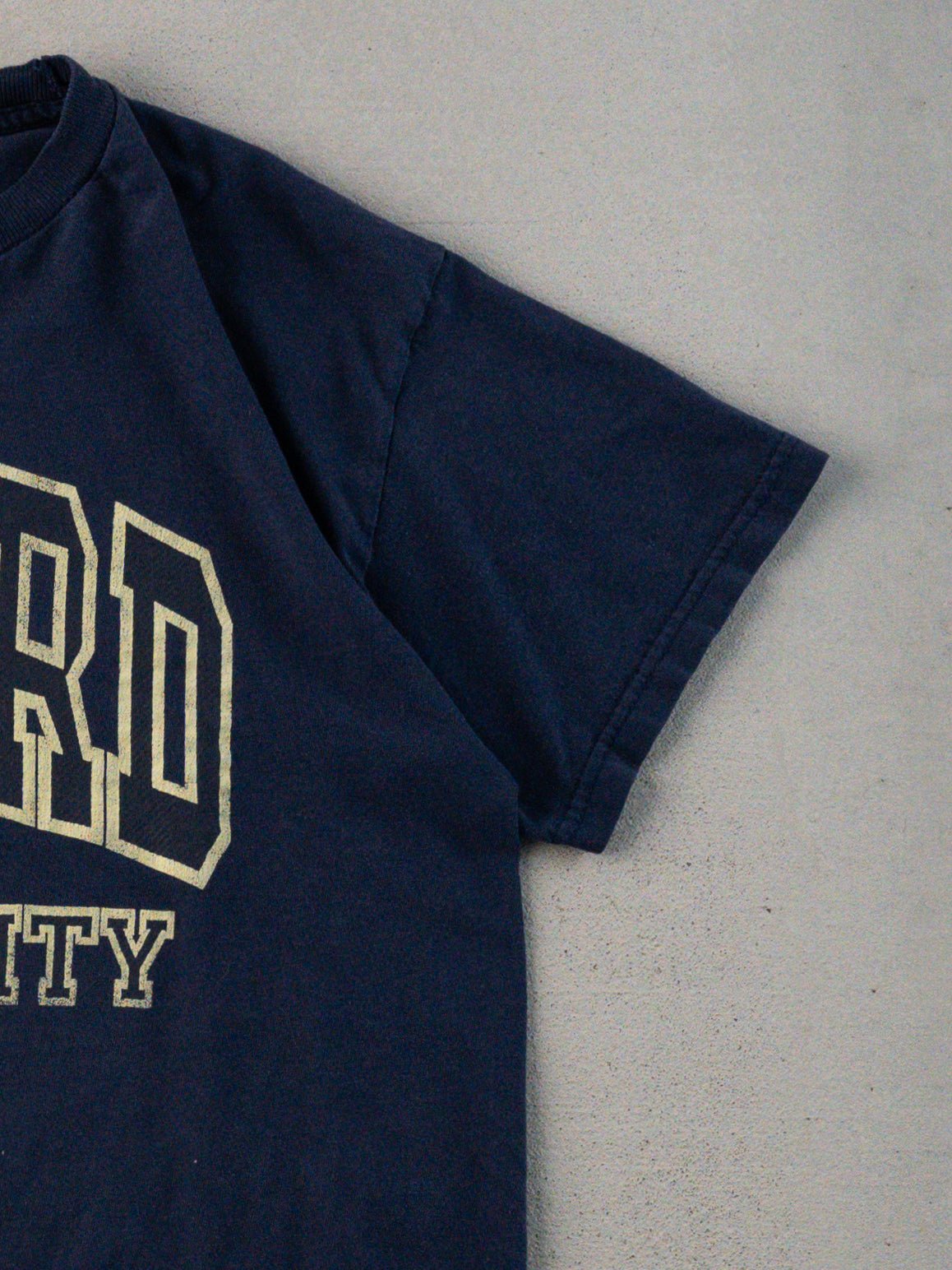 Vintage 90s Blue Oxford University Boxy Tee (XS)