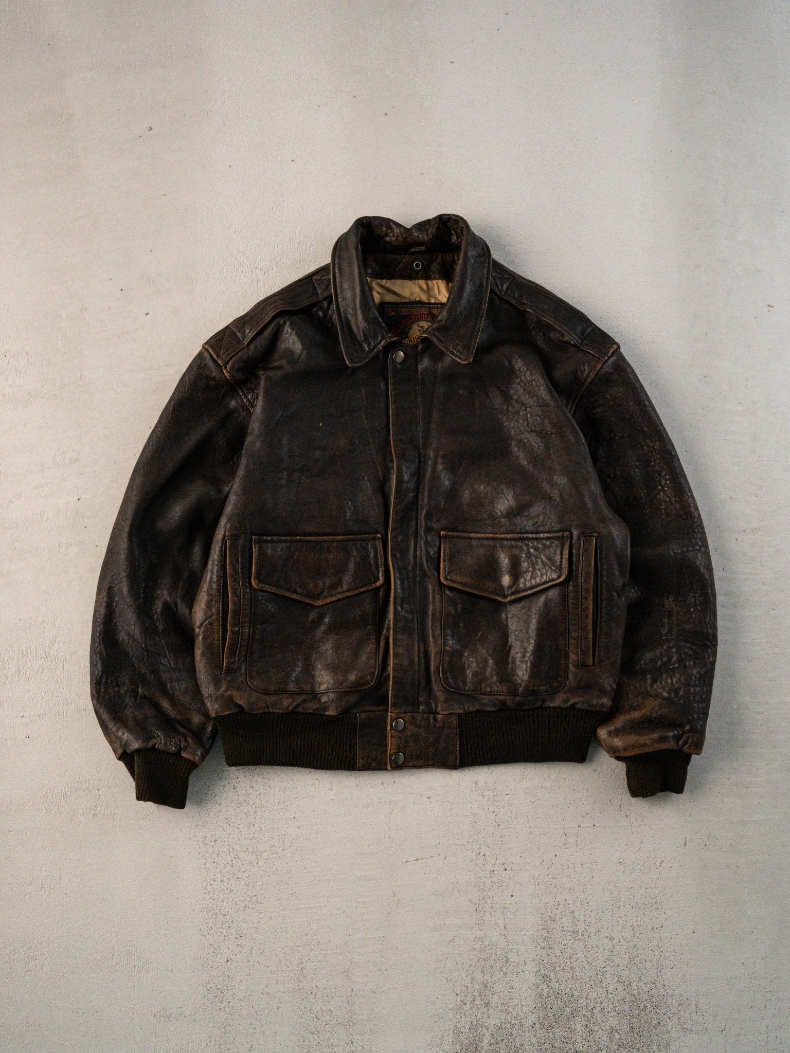 Vintage 80s Faded Brown Adventure Bound Leather Jacket (M)