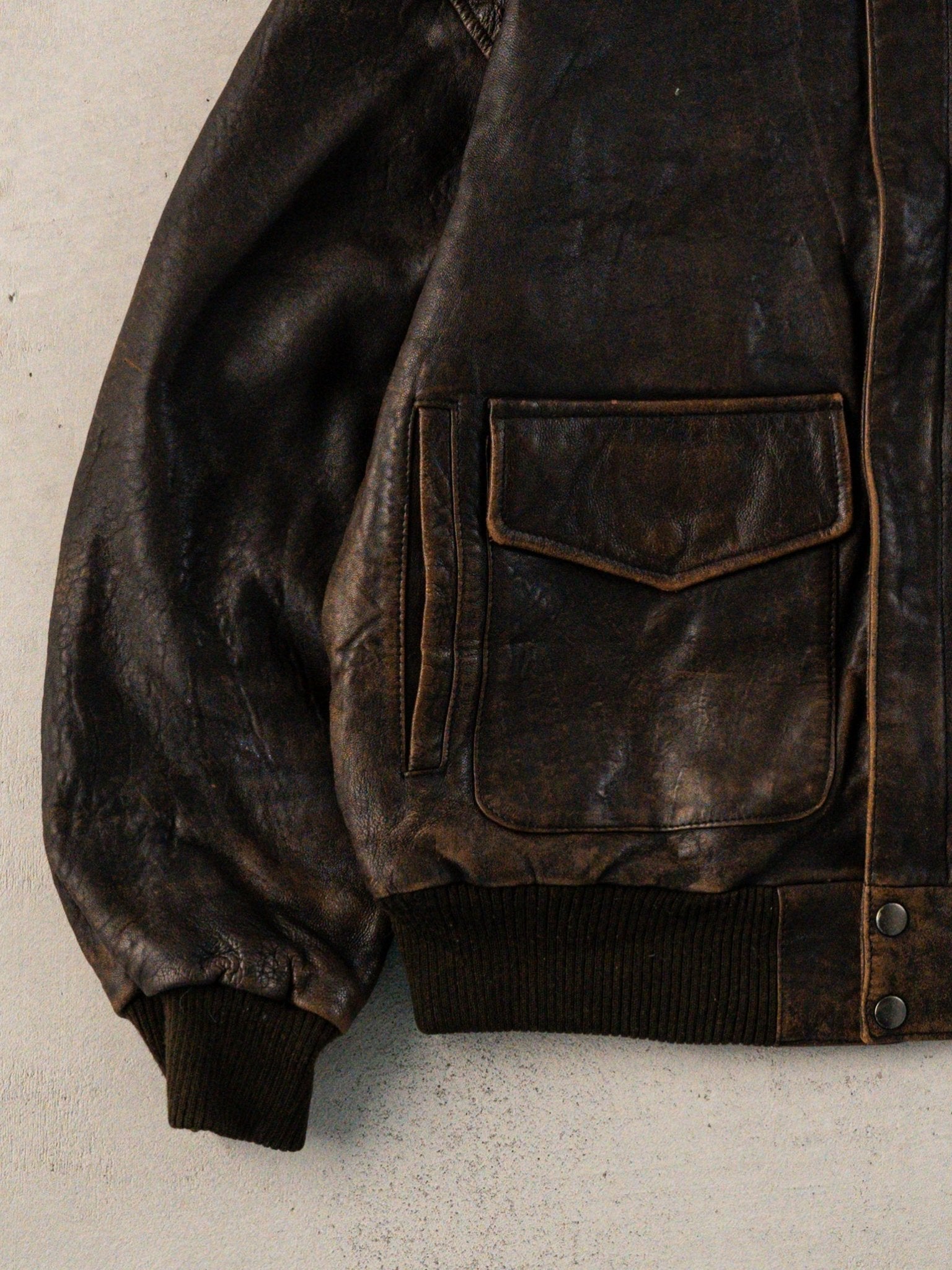 Vintage 80s Faded Brown Adventure Bound Leather Jacket (M)
