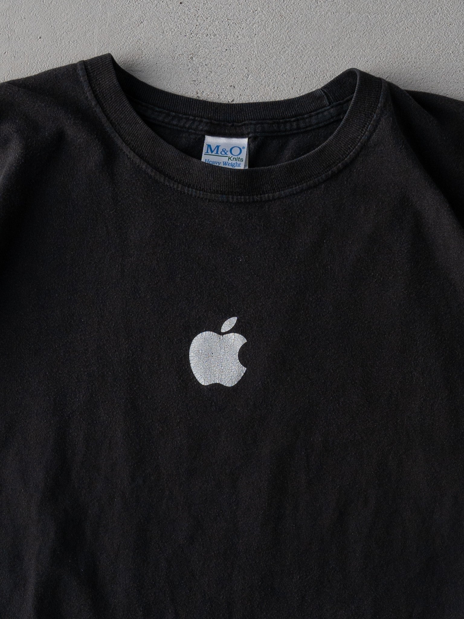 Vintage Y2k Black Apple Employee Boxy Tee (L)
