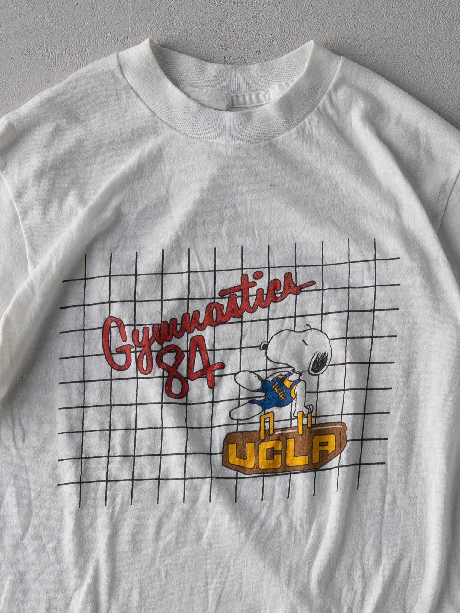 Vintage 84' White UCLA Gymnastics Snoopy Single Stitched Tee (XS)