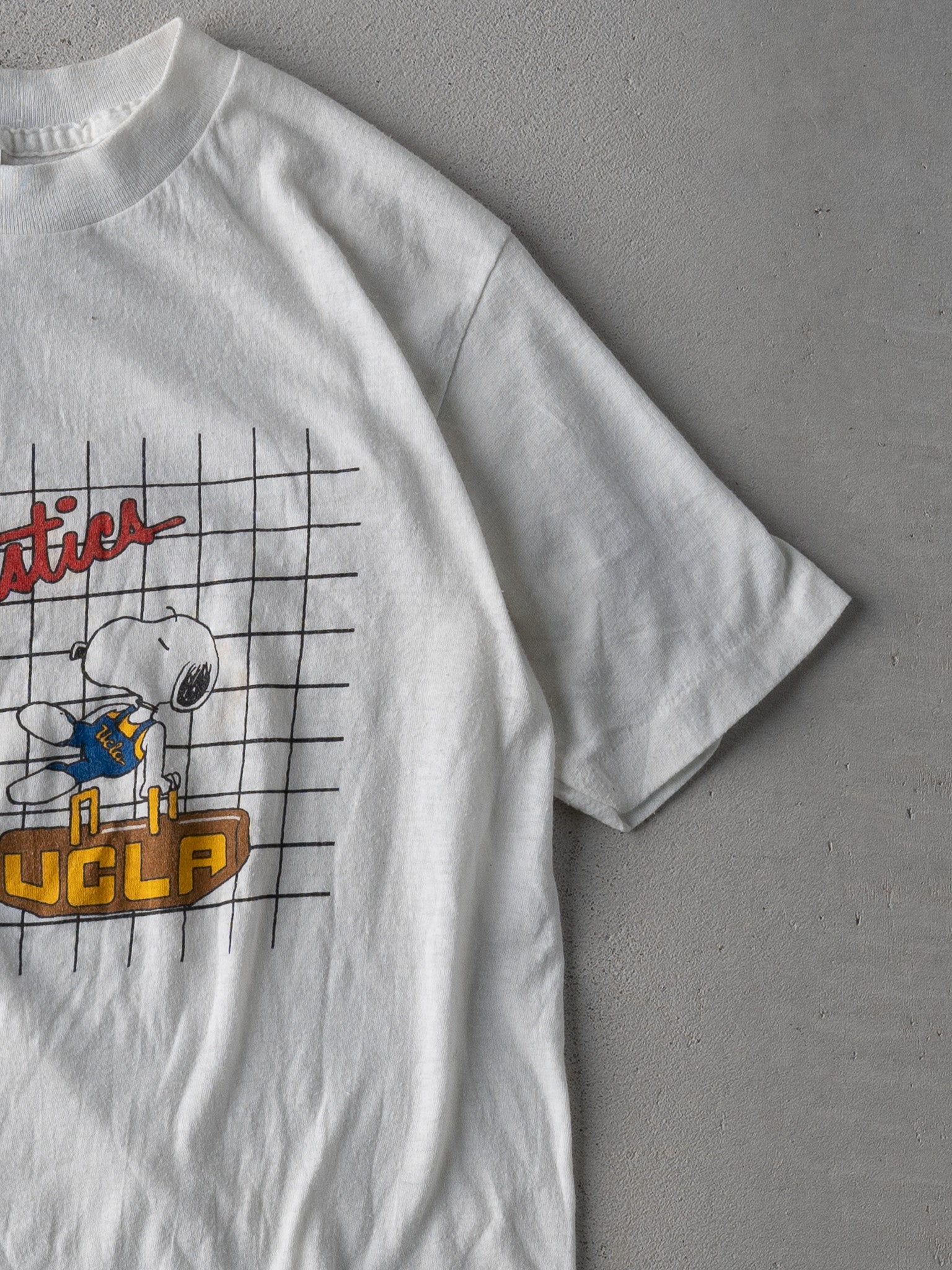 Vintage 84' White UCLA Gymnastics Snoopy Single Stitched Tee (XS)