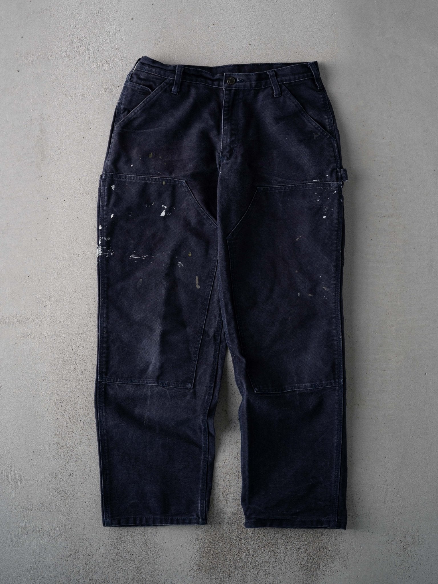Vintage Blue Dakota Paint Stained Double Knee Carpenter Pants (31 x 30)