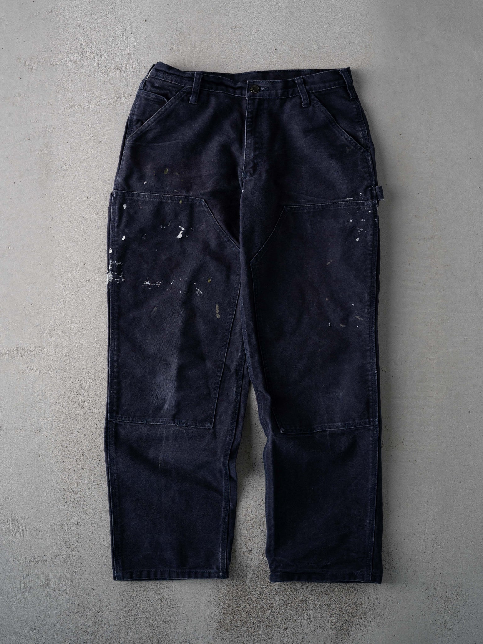 Vintage Blue Dakota Paint Stained Double Knee Carpenter Pants (31 x 30)