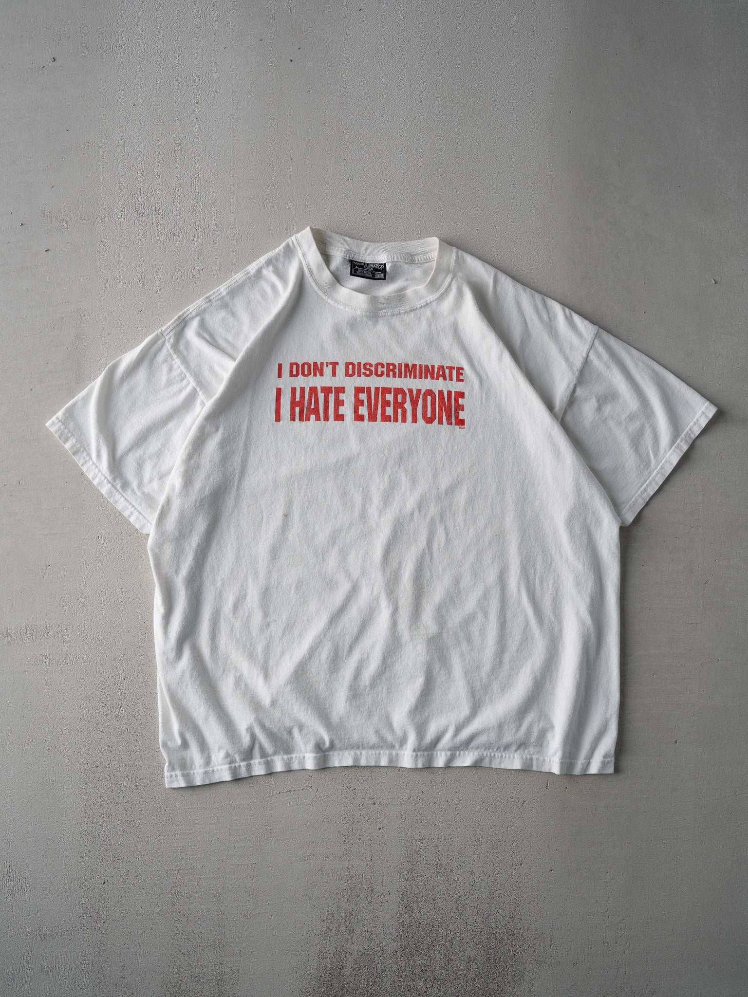 Vintage Y2k White "I Hate Everyone" Tee (L/XL)