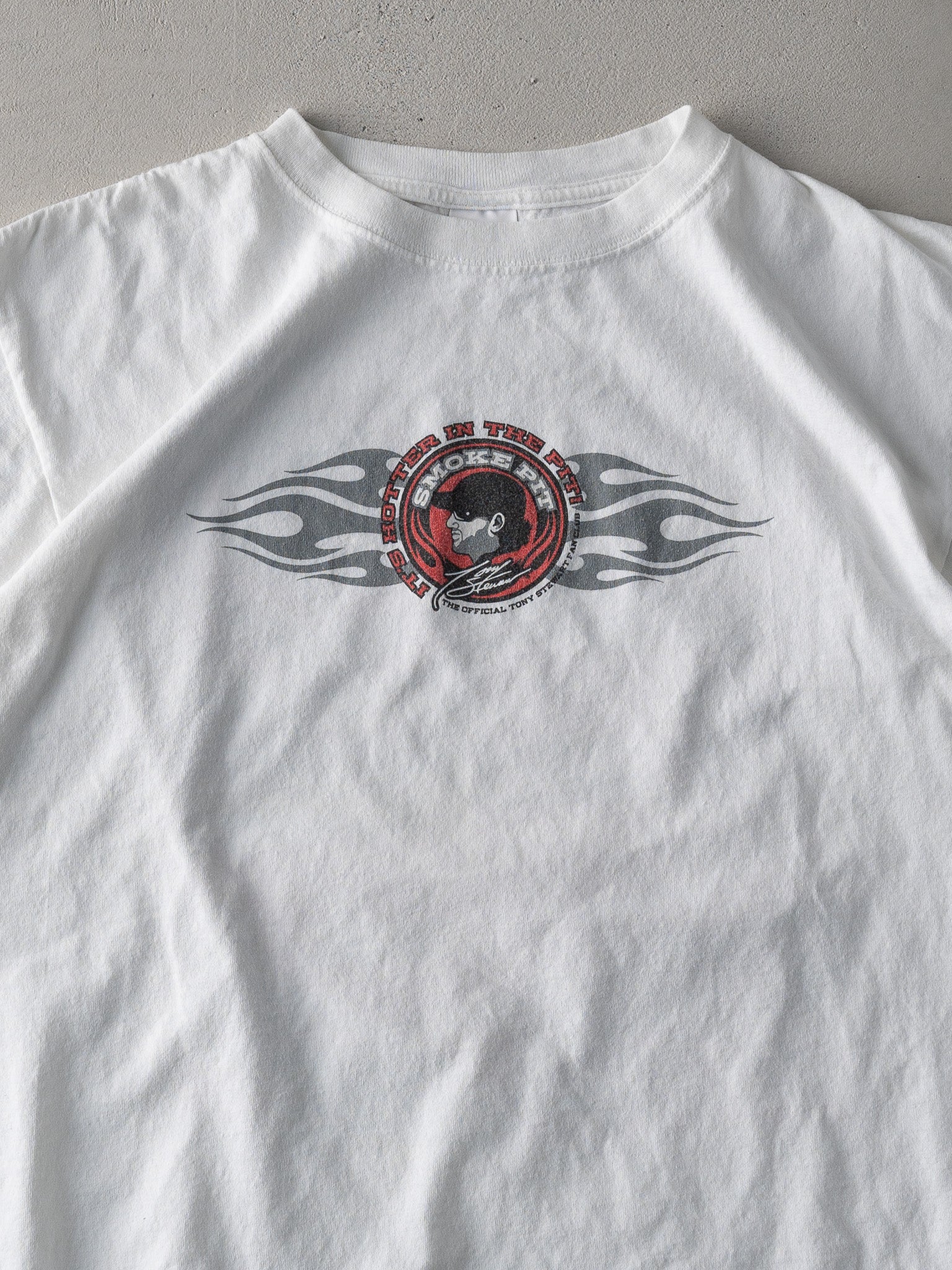Vintage Y2K White Tony Stewart Fan Club Racing Tee (M)