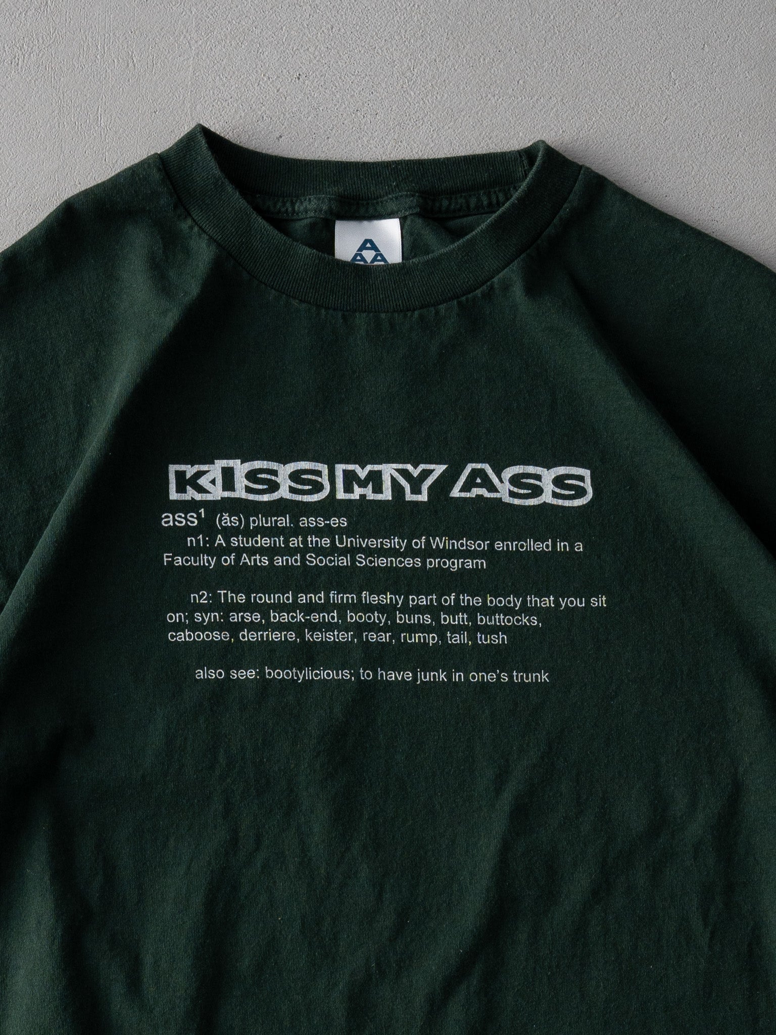 Vintage Y2k Green "Kiss My Ass" Tee (M)