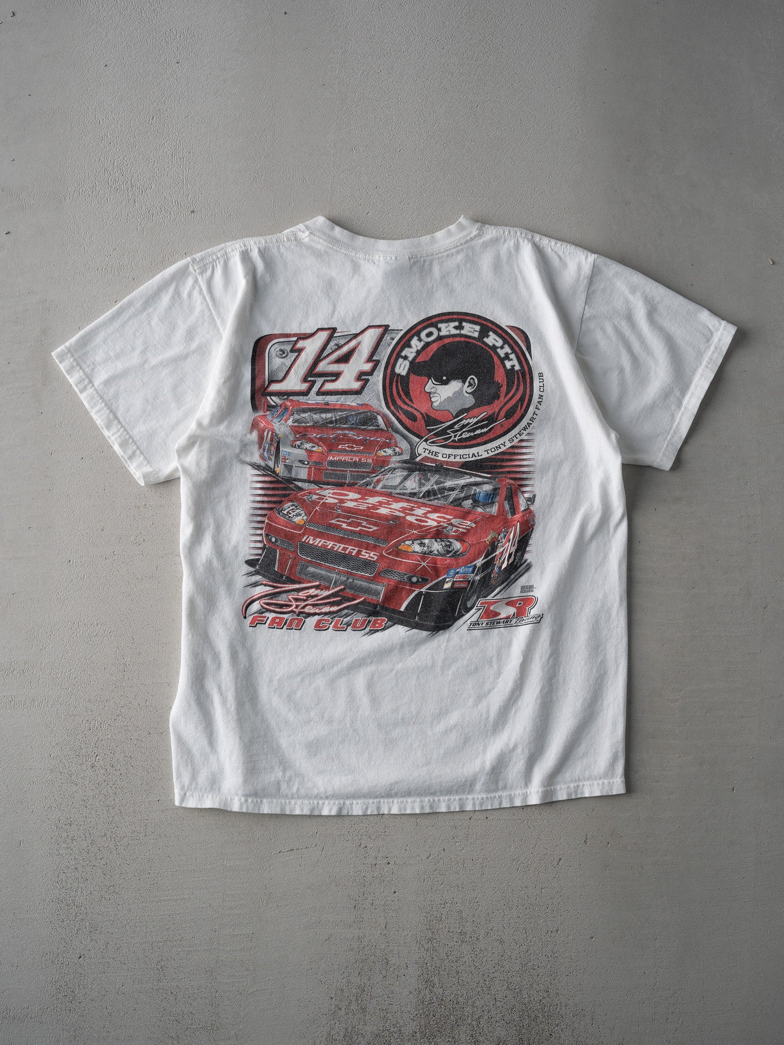 Vintage Y2K White Tony Stewart Fan Club Racing Tee (M)