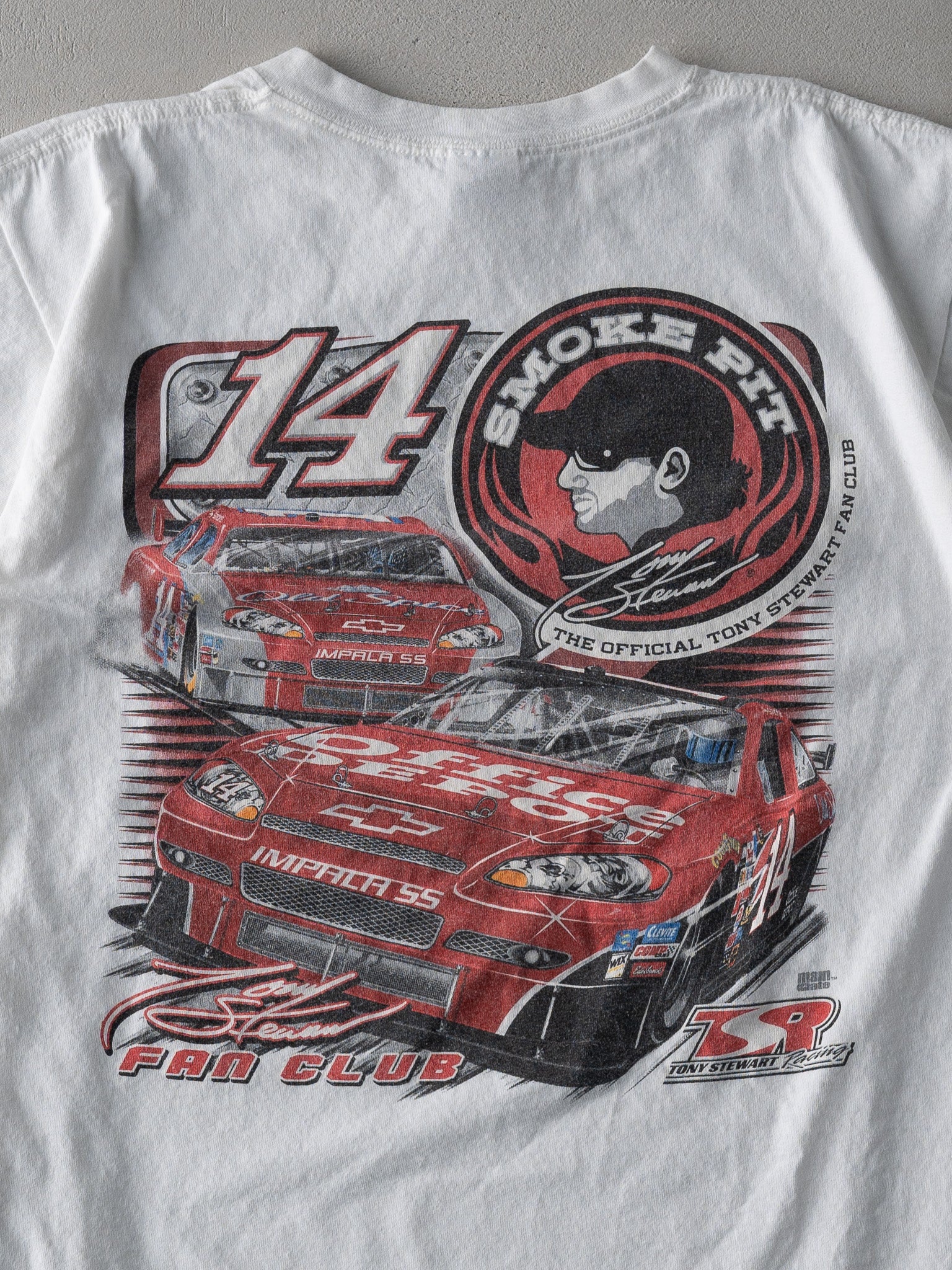 Vintage Y2K White Tony Stewart Fan Club Racing Tee (M)