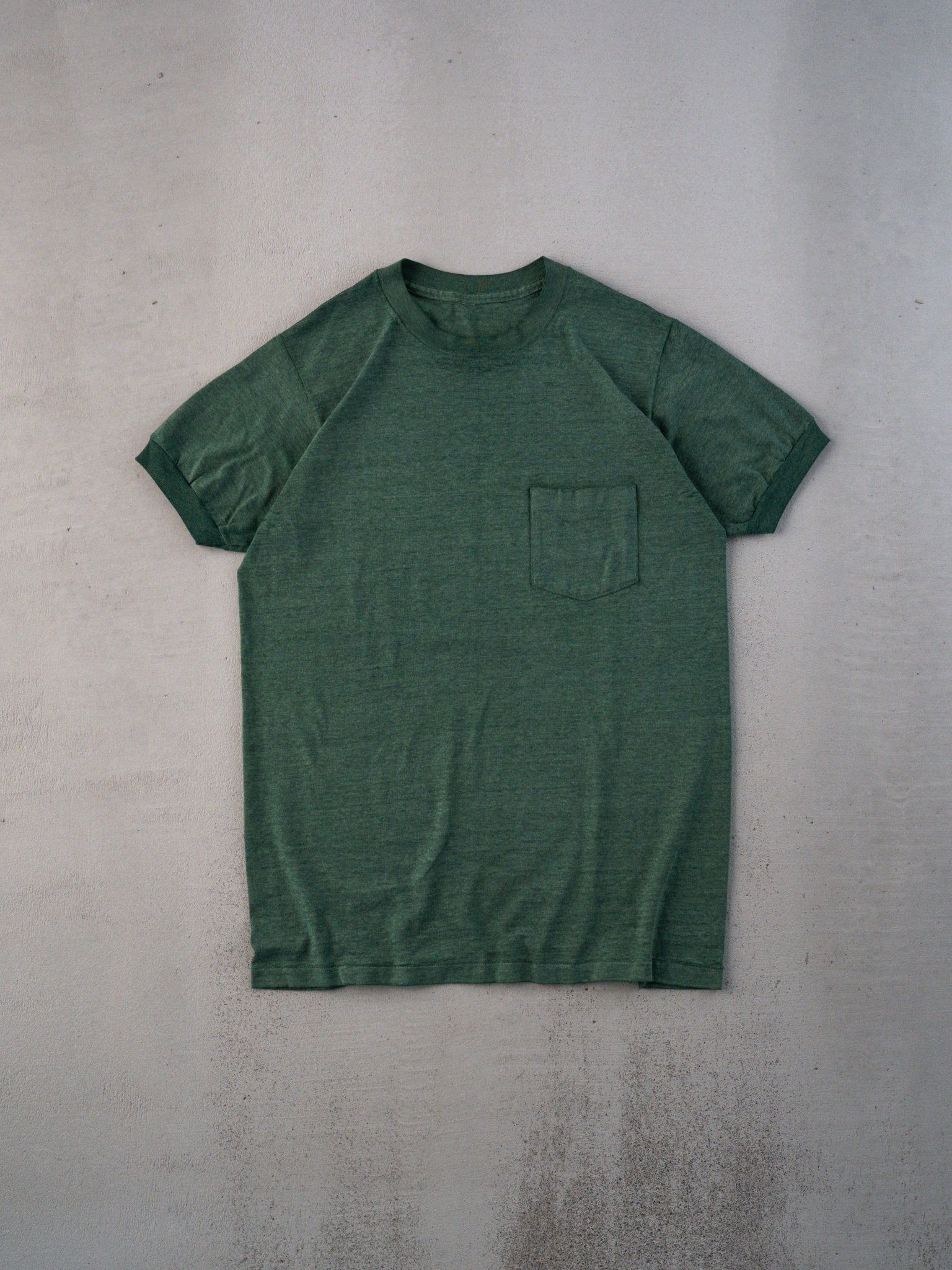 Vintage 80s Green Pocket Ringer Blank Tee (S)