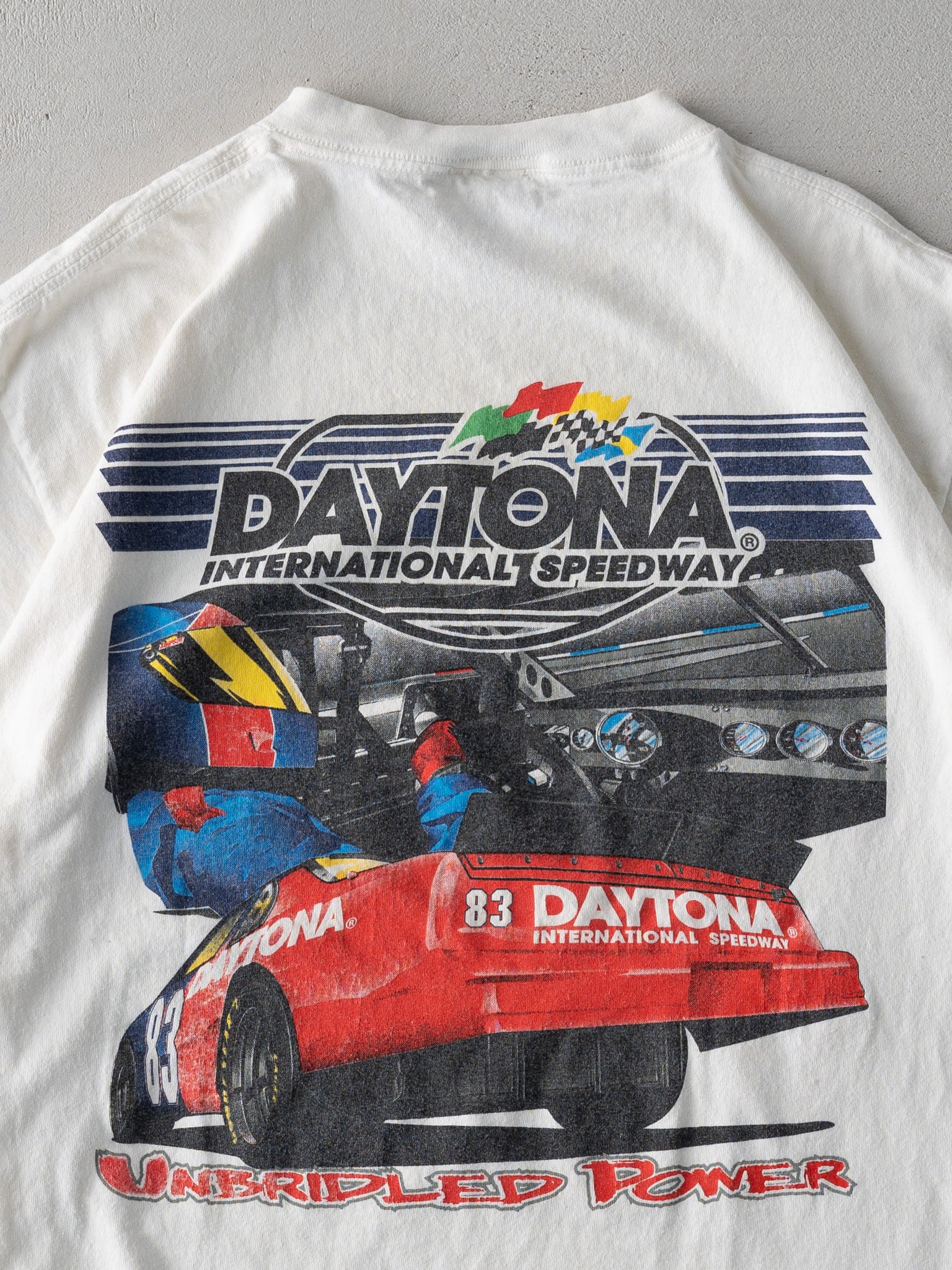 Vintage 90s White Daytona Speedway On The Fast Track Tee (M/L)