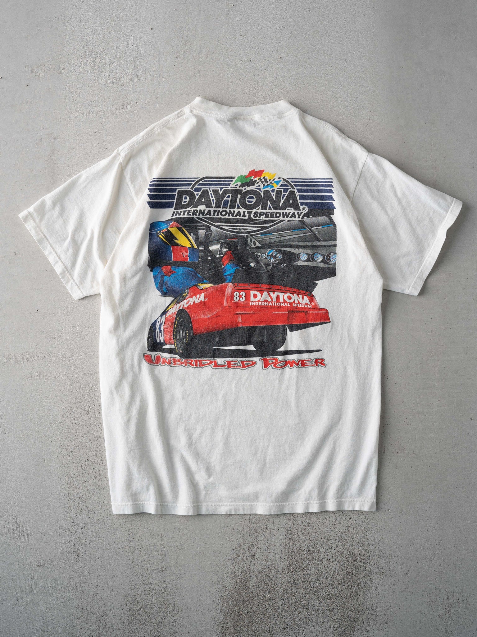 Vintage 90s White Daytona Speedway On The Fast Track Tee (M/L)