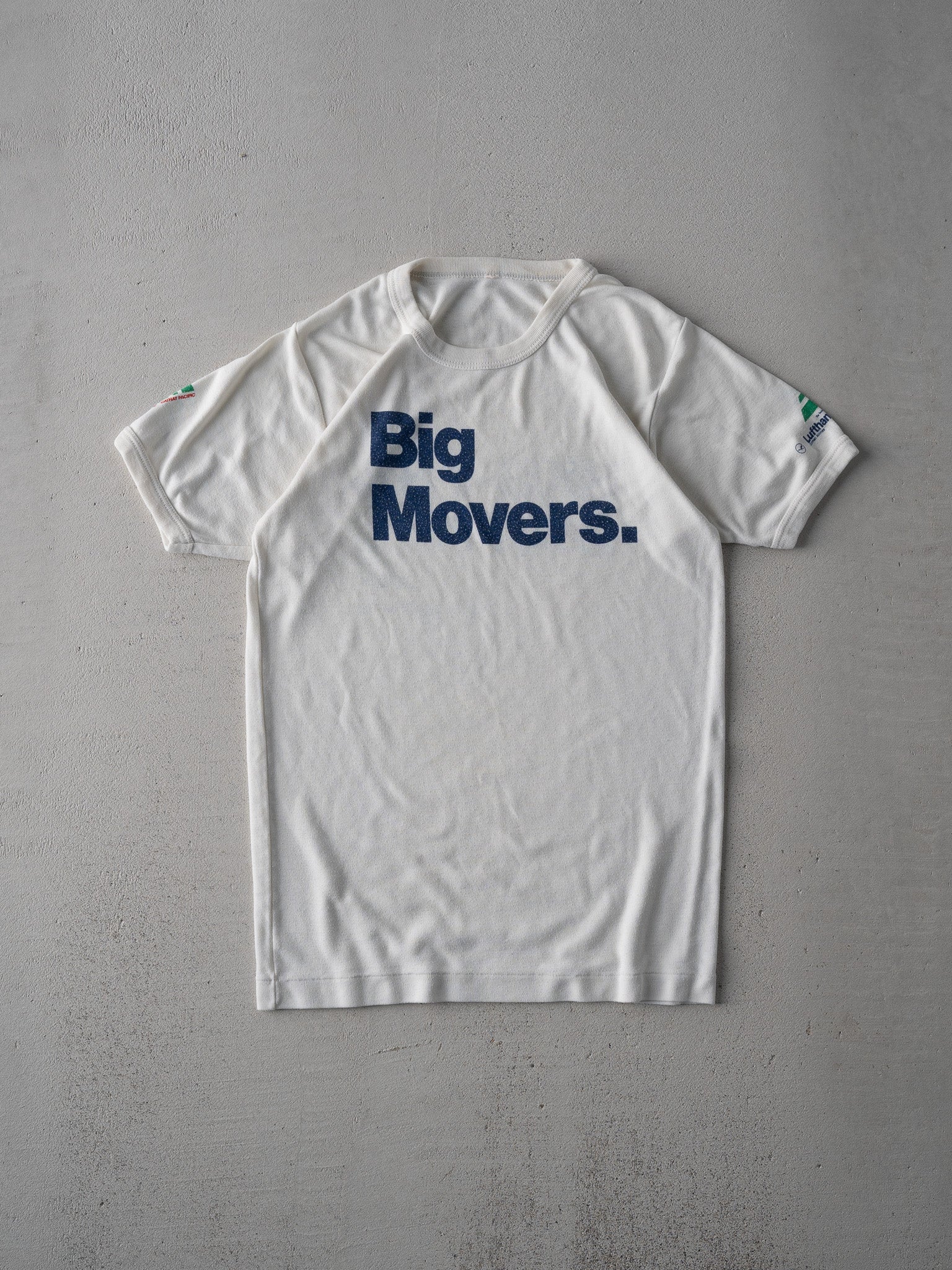 Vintage 70s White Lufthansa Big Movers Ringer Tee (XS)