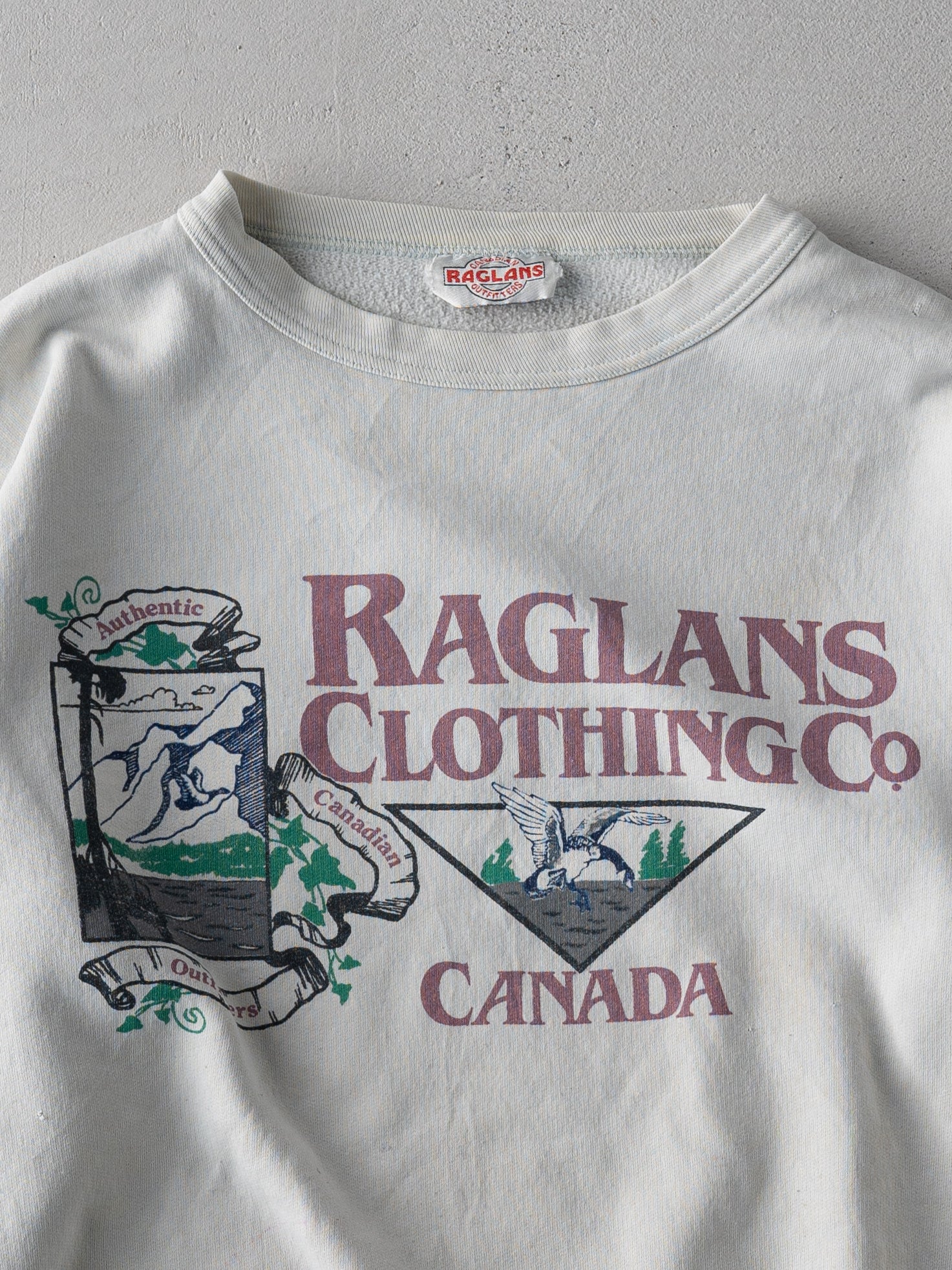 Vintage 80s Cream Raglan Canadian Outfitters Boxy Crewneck (M/L)