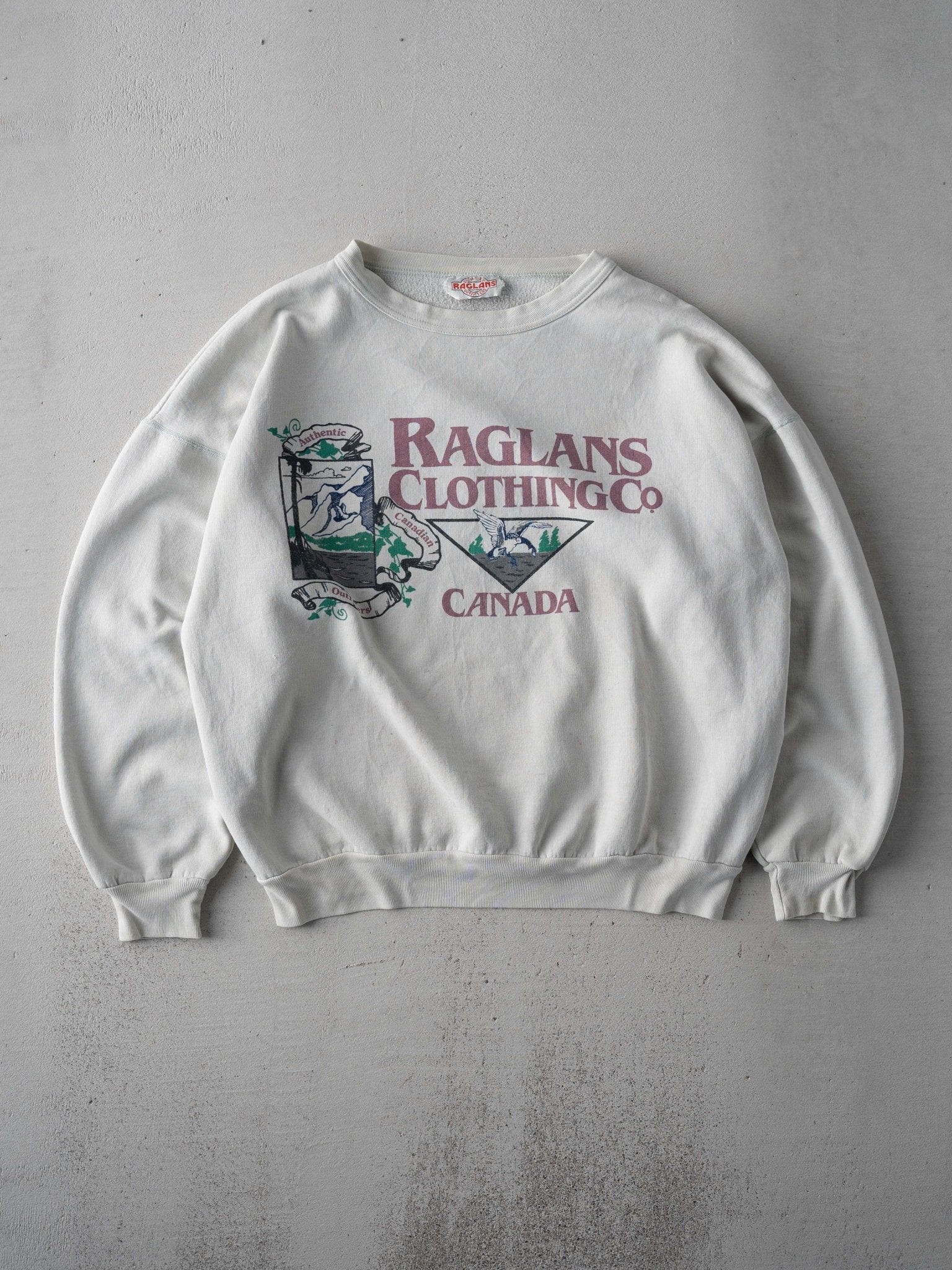 Vintage 80s Cream Raglan Canadian Outfitters Boxy Crewneck (M/L)