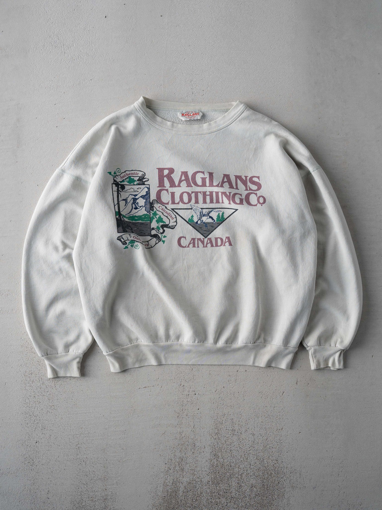 Vintage 80s Cream Raglan Canadian Outfitters Boxy Crewneck (M/L)