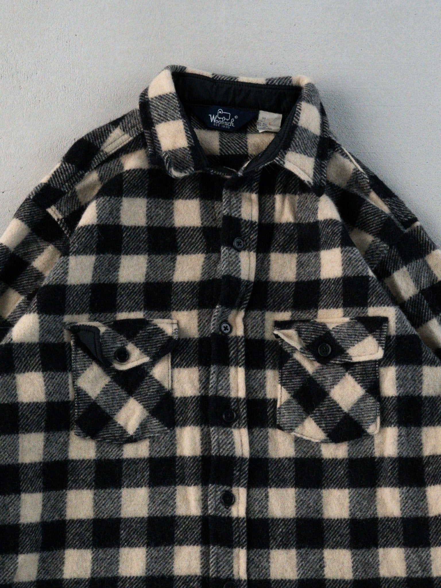 Vintage 70s Black and White Woolrich Checkered Button Up (S/M)