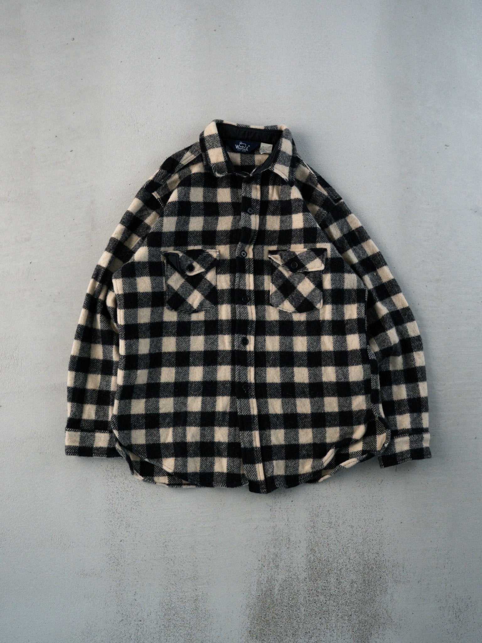 Vintage 70s Black and White Woolrich Checkered Button Up (S/M)