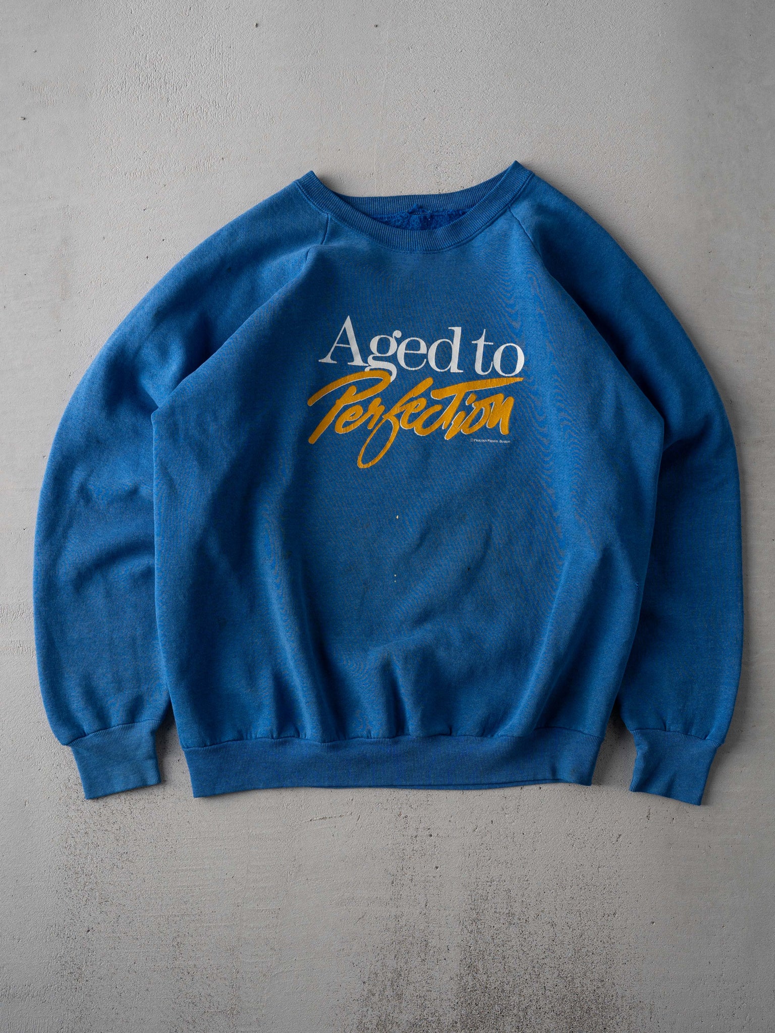 Vintage 80s Blue Aged to Perfection Raglan Crewneck (M/L)