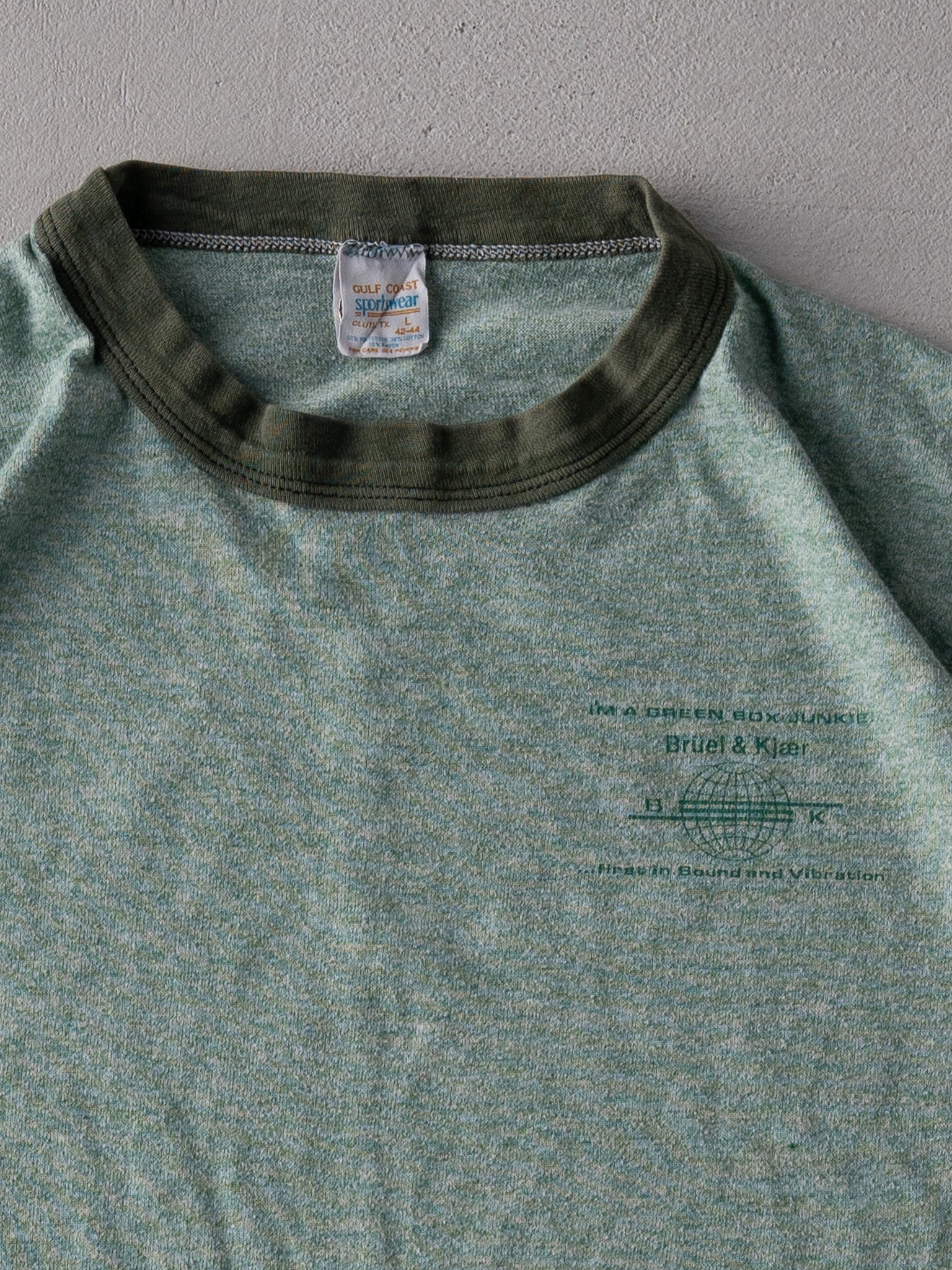 Vintage 70s Green Box Junkie Ringer Bruel Kjaer Tee (S)