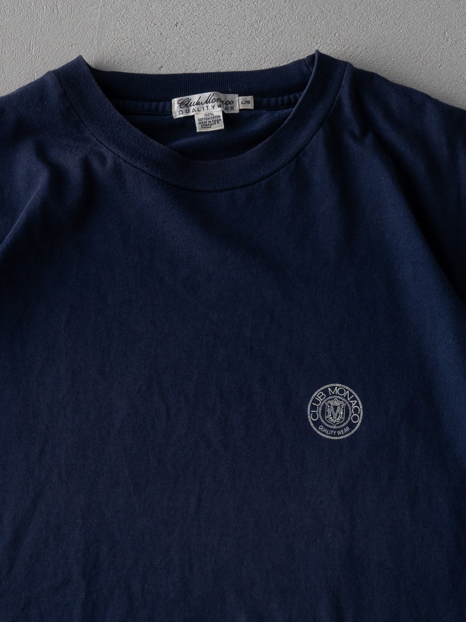 Vintage 90s Navy Club Monaco Crest Tee (L)