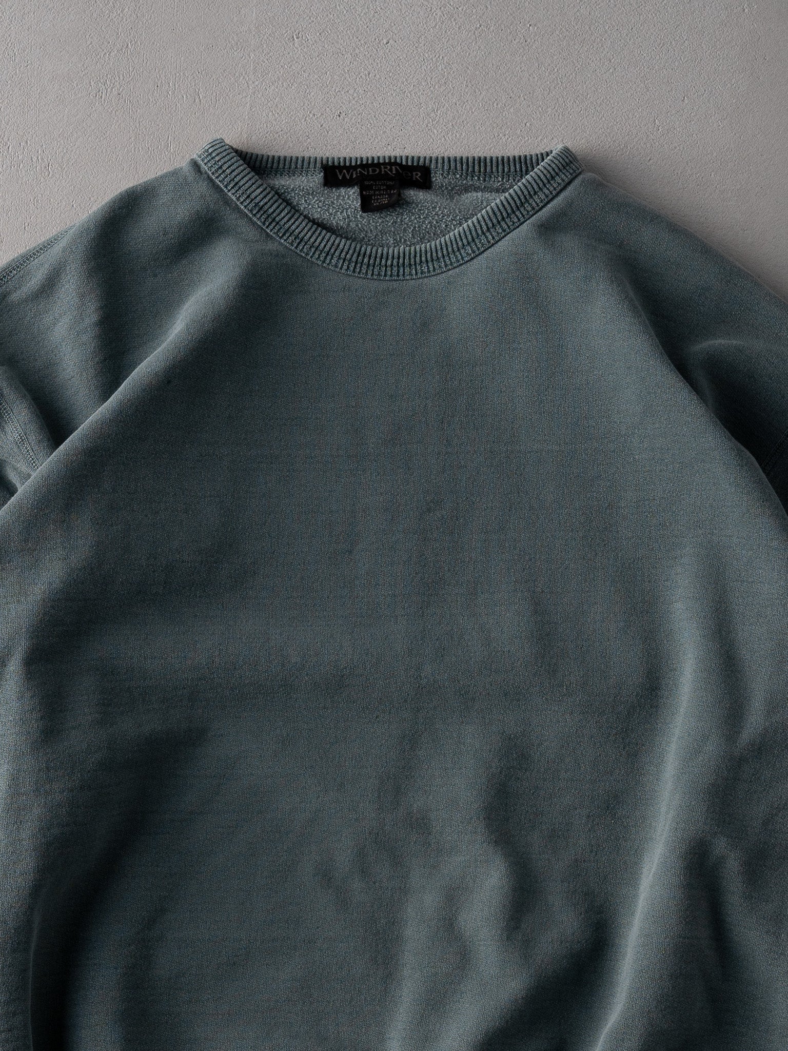 Vintage 90s Washed Green Wind River Blank Crewneck (L)