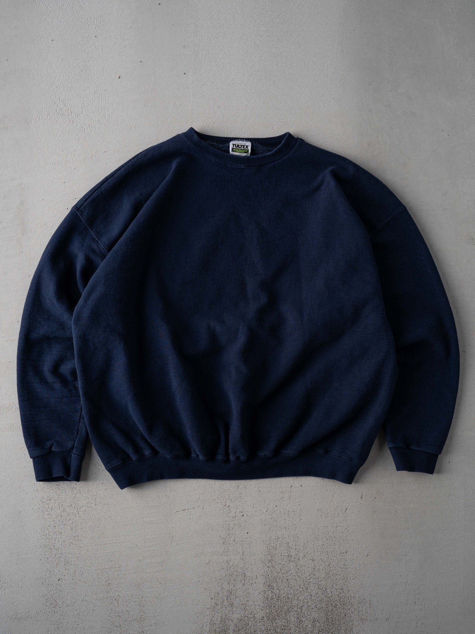 Vintage 90s Navy Blue Black Blank Tultex Crewneck (XL)