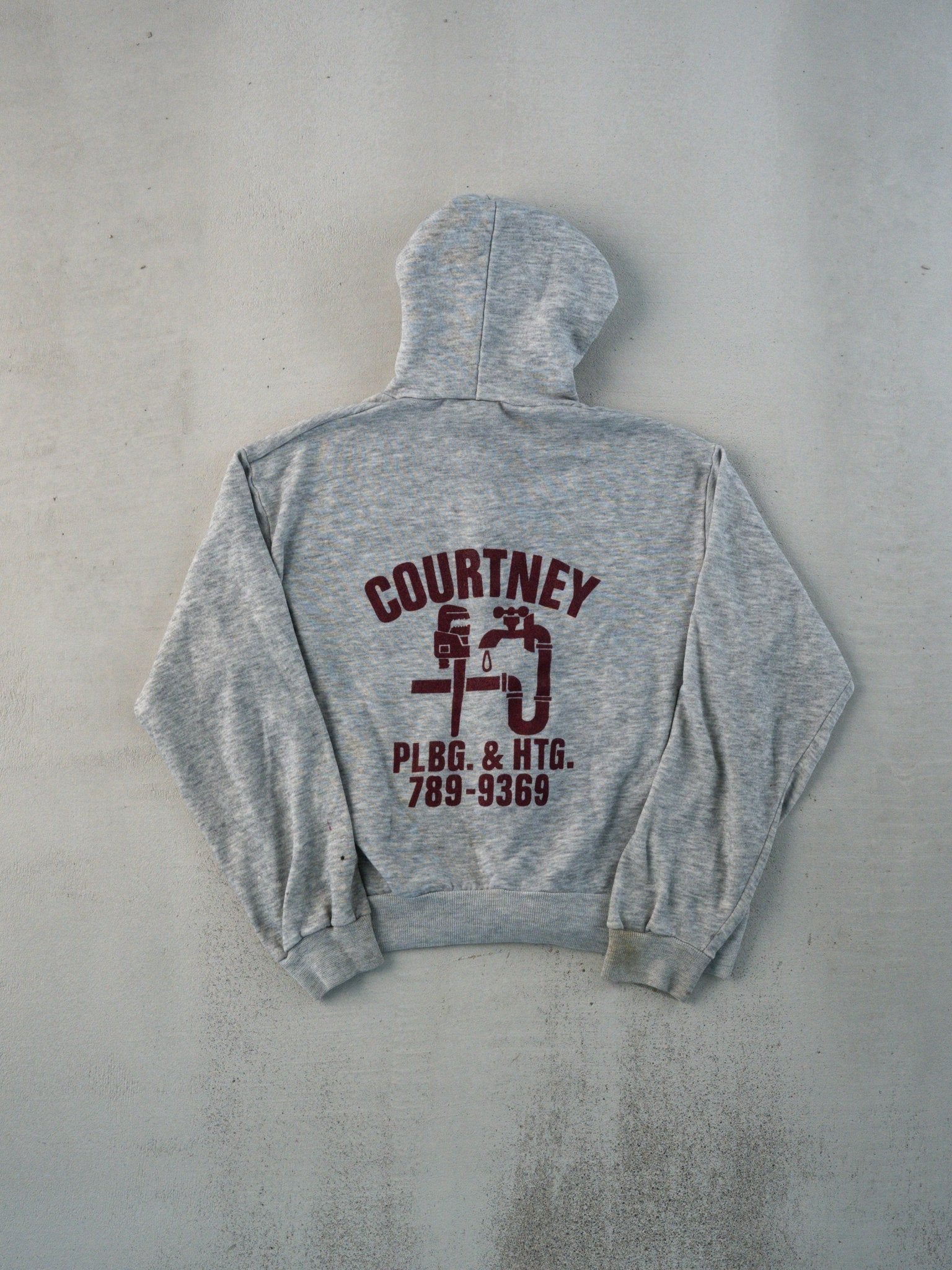 Vintage 80s Rugged Courtney Plumbing Zip Up Cropped Hoodie (S)